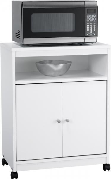 Landry 2 Door Utility Microwave Cart with Shelves - White