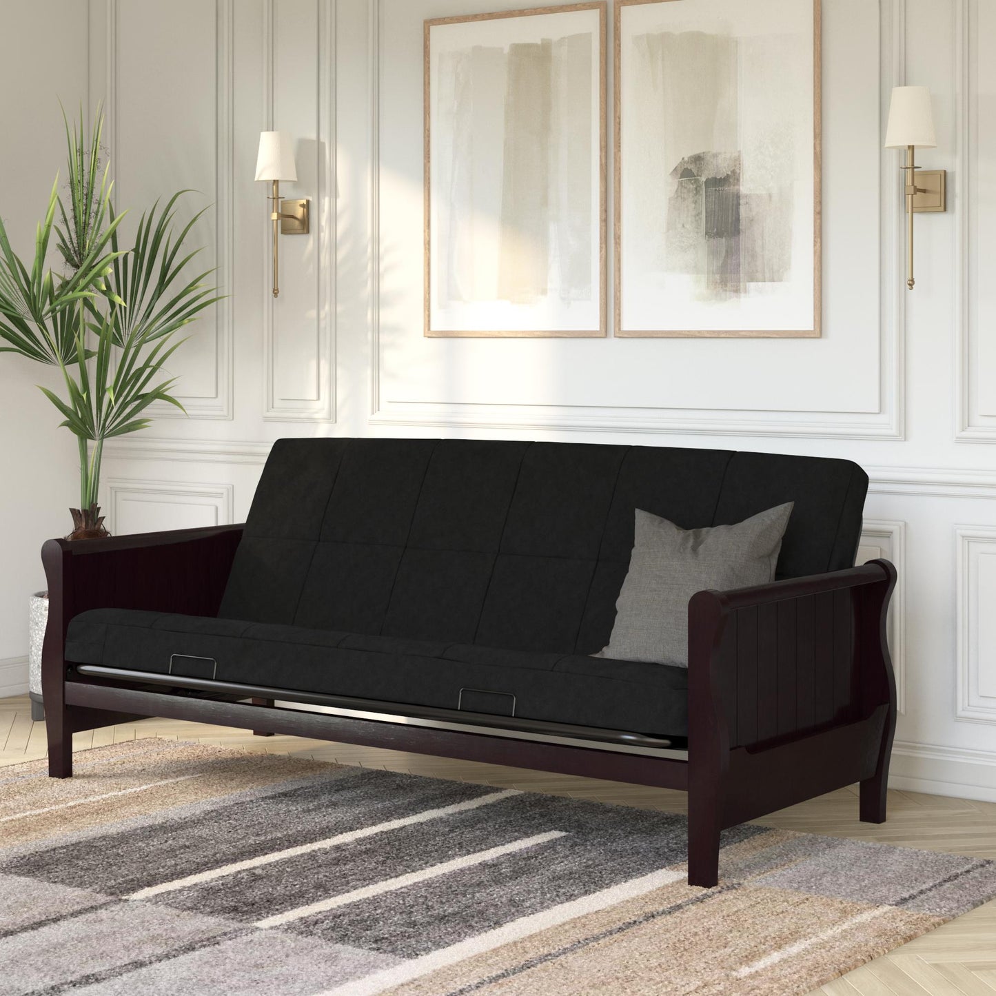 Lexi 6 Inch Quilted Thermobonded High Density Polyester Fill Futon Mattress - Black - Full