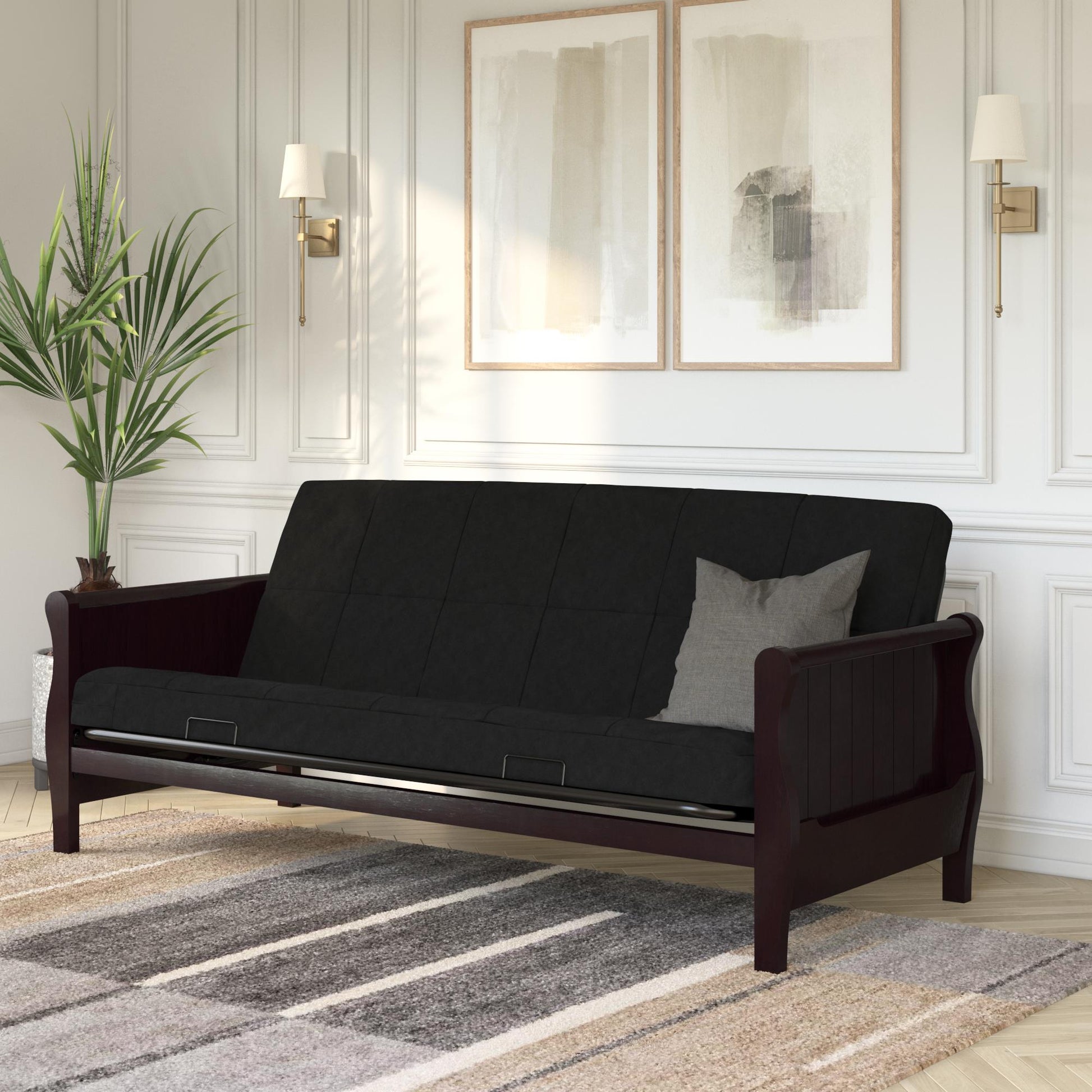 Lexi 6 Inch Quilted Thermobonded High Density Polyester Fill Futon Mattress - Black - Full