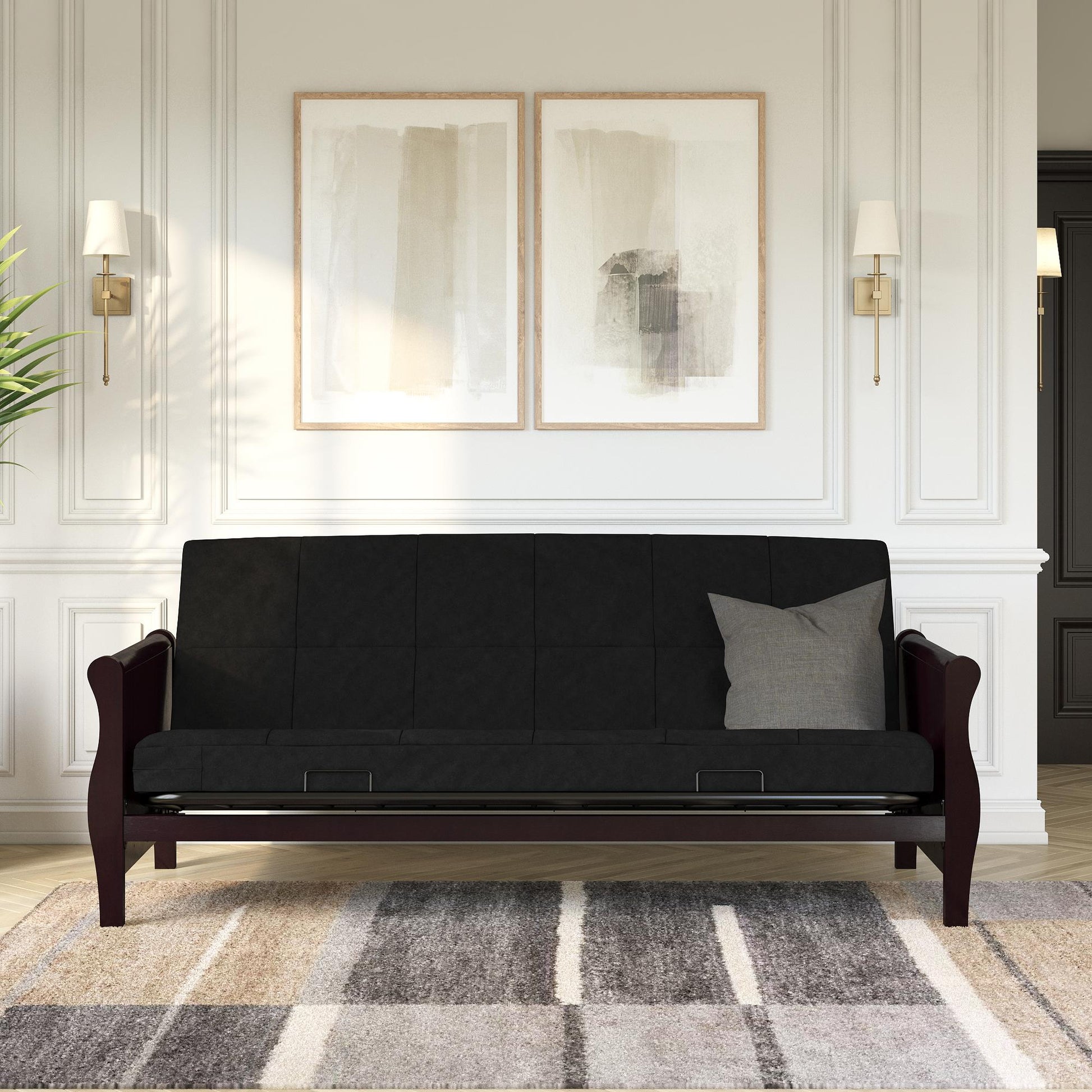 Lexi 6 Inch Quilted Thermobonded High Density Polyester Fill Futon Mattress - Black - Full