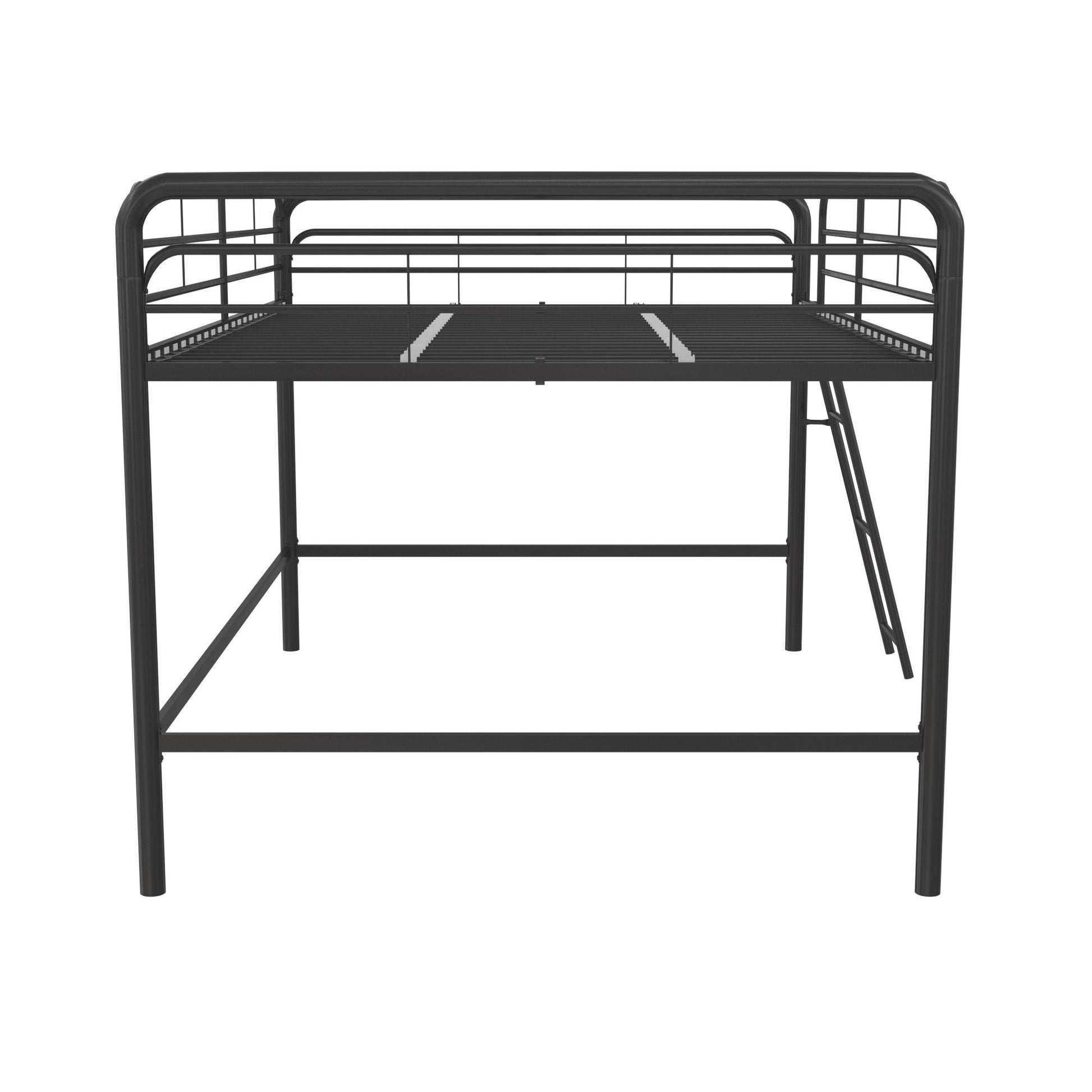 Jett Junior Full Metal Loft Bed with 3 Step Ladder - Black - Full