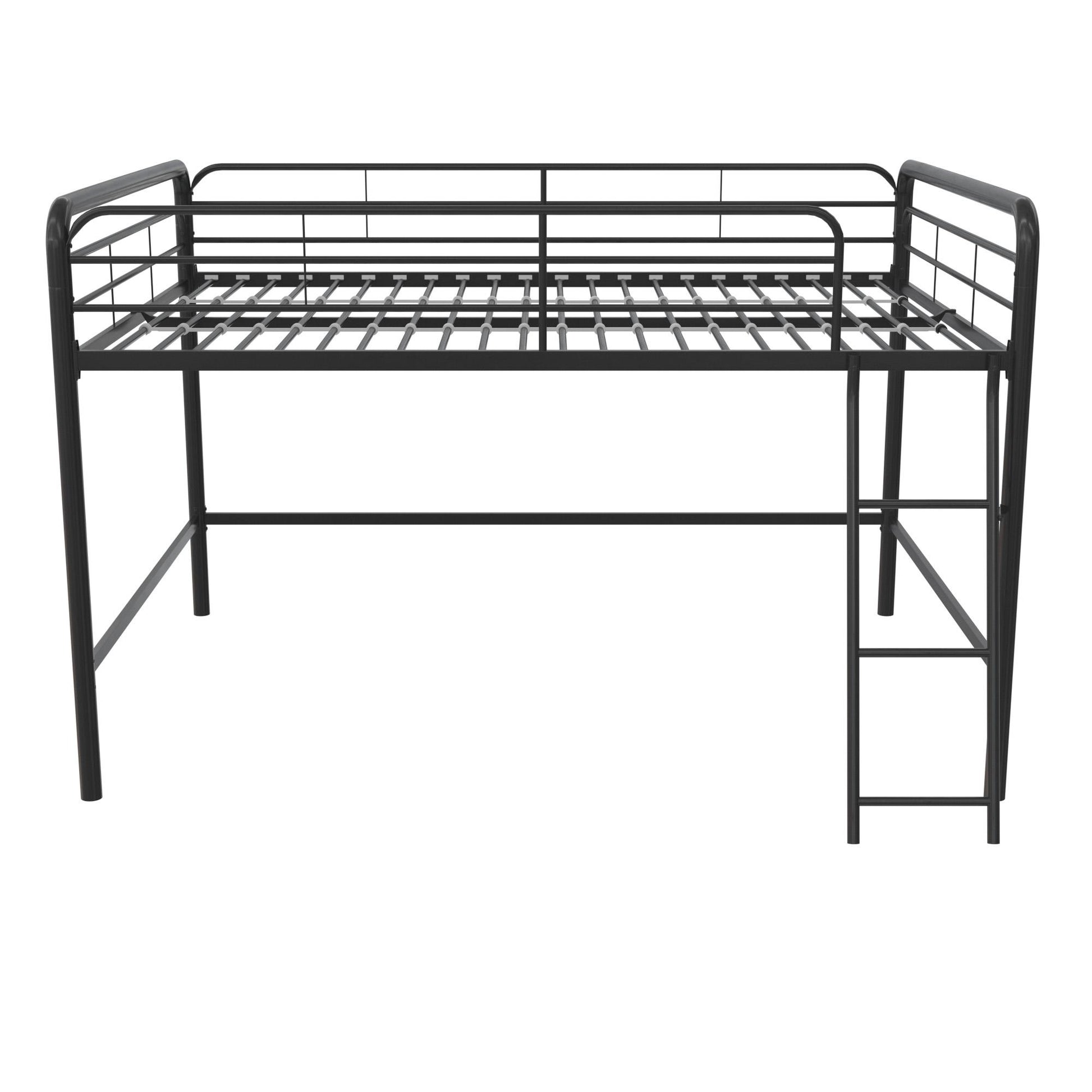 Jett Junior Full Metal Loft Bed with 3 Step Ladder - Black - Full