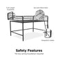 Jett Junior Full Metal Loft Bed with 3 Step Ladder - Black - Full