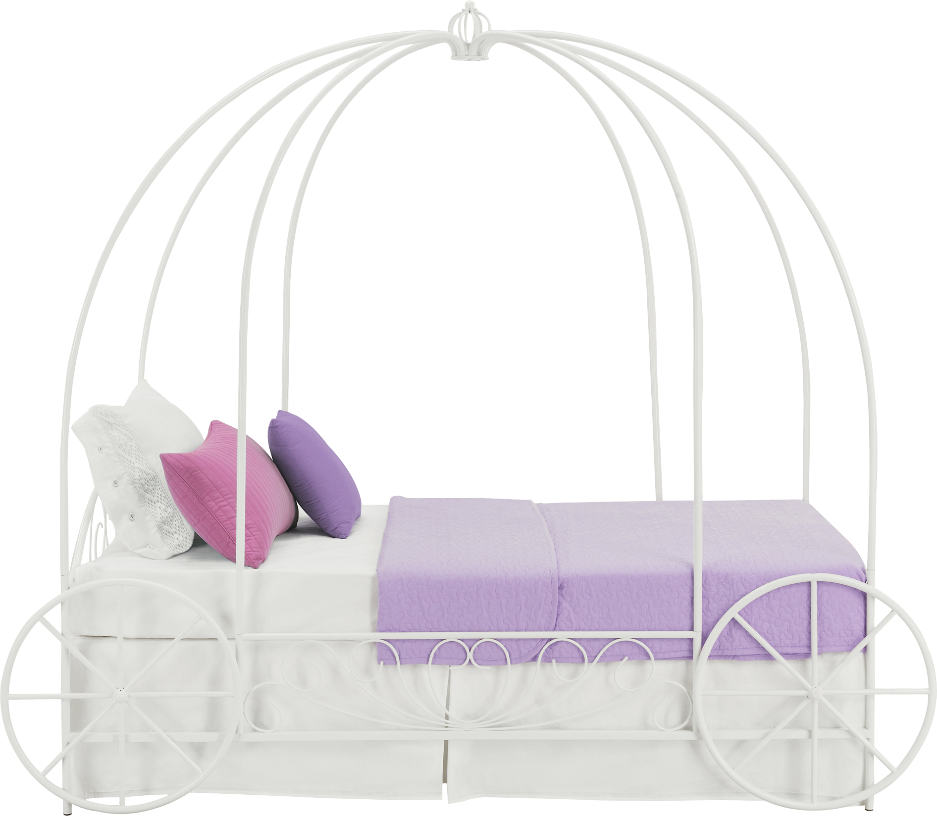 Metal Twin Carriage Bed Whimsical and Scrolled Design - White - Twin