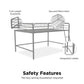 Jett Junior Full Metal Loft Bed with 3 Step Ladder - Silver - Full