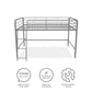 Jett Junior Full Metal Loft Bed with 3 Step Ladder - Silver - Full