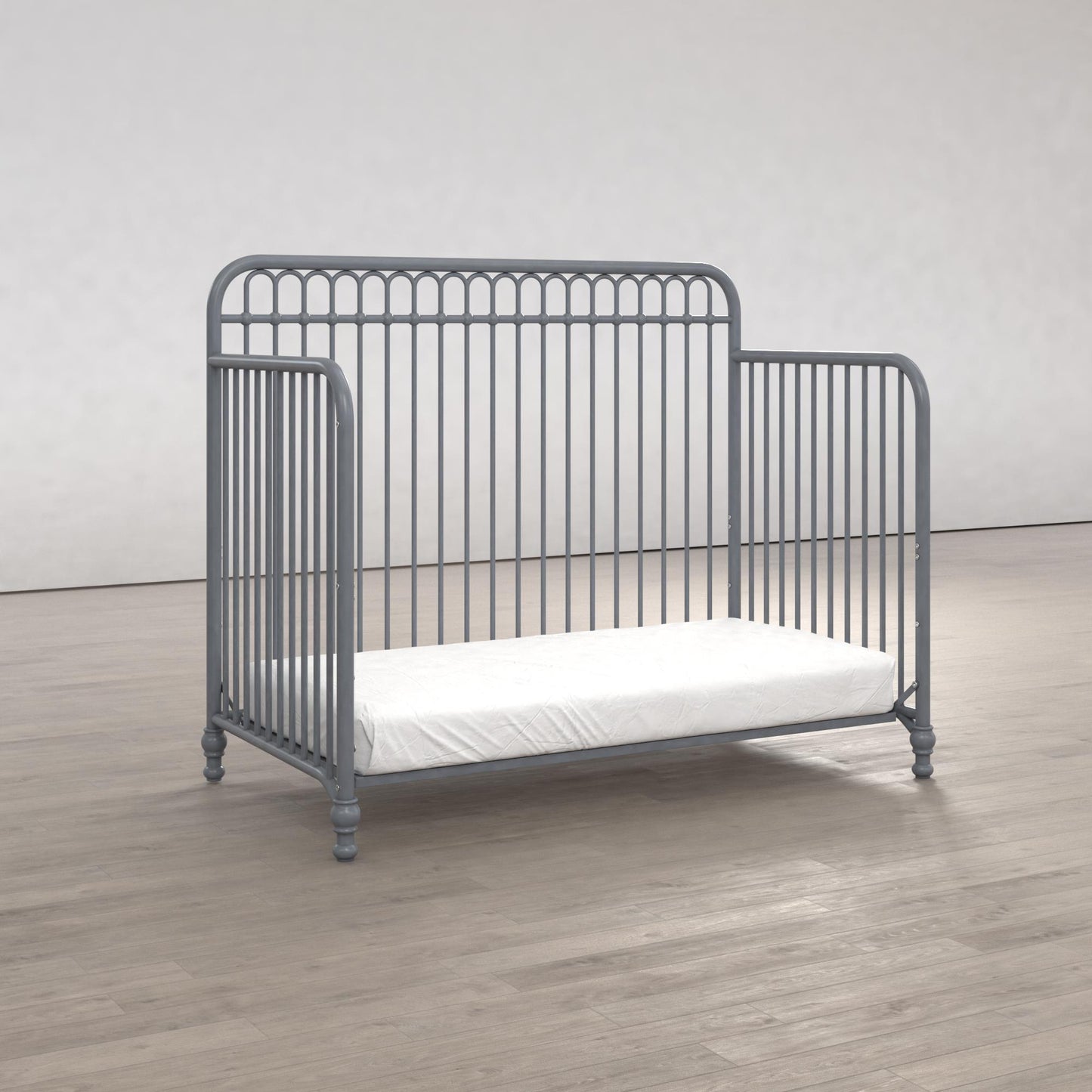 Ivy 3 in 1 Convertible Metal Crib - Dove Gray