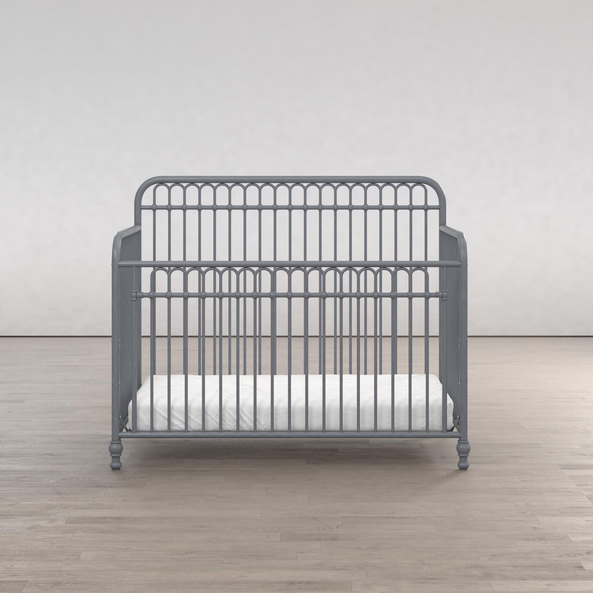 Ivy 3 in 1 Convertible Metal Crib - Dove Gray