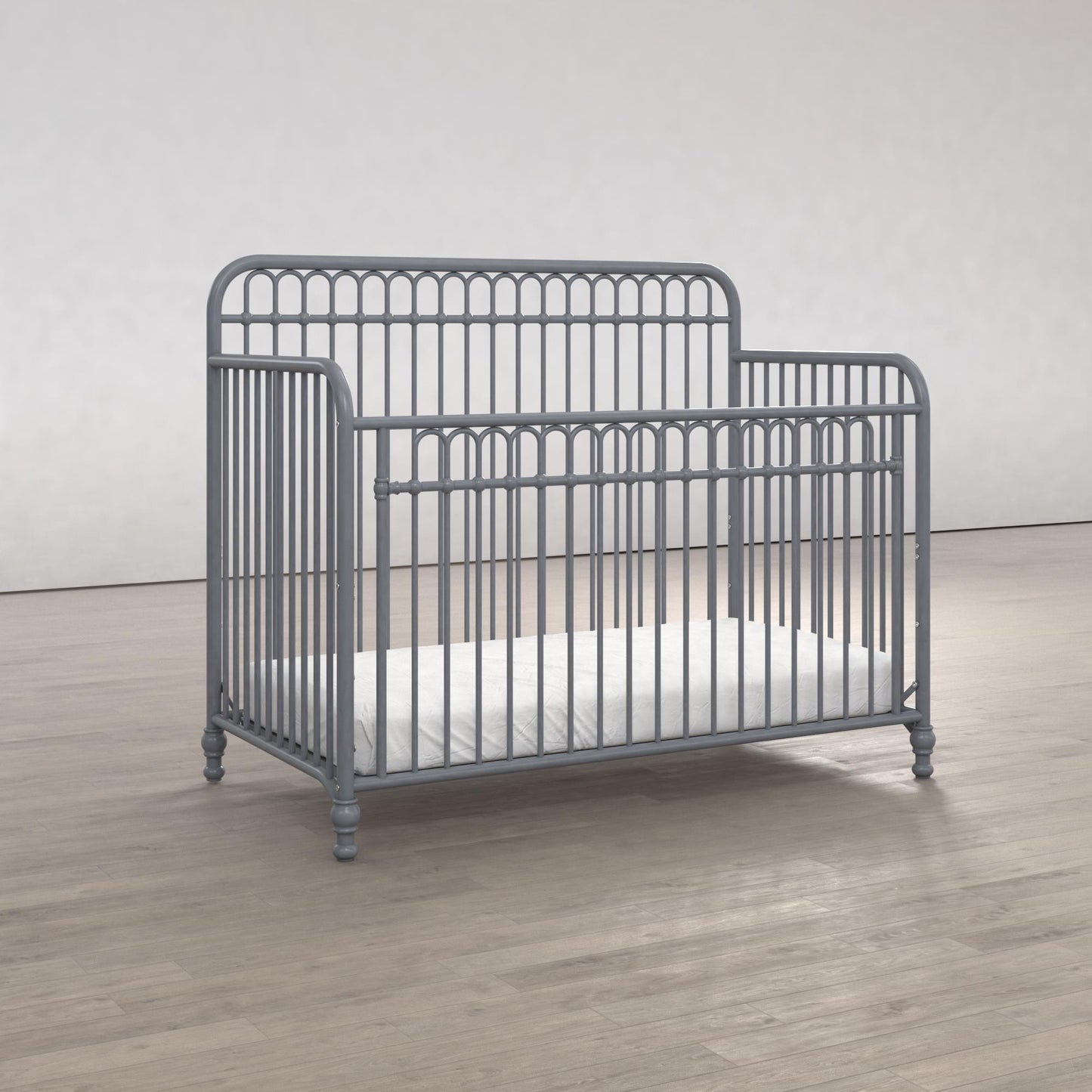 Ivy 3 in 1 Convertible Metal Crib - Dove Gray