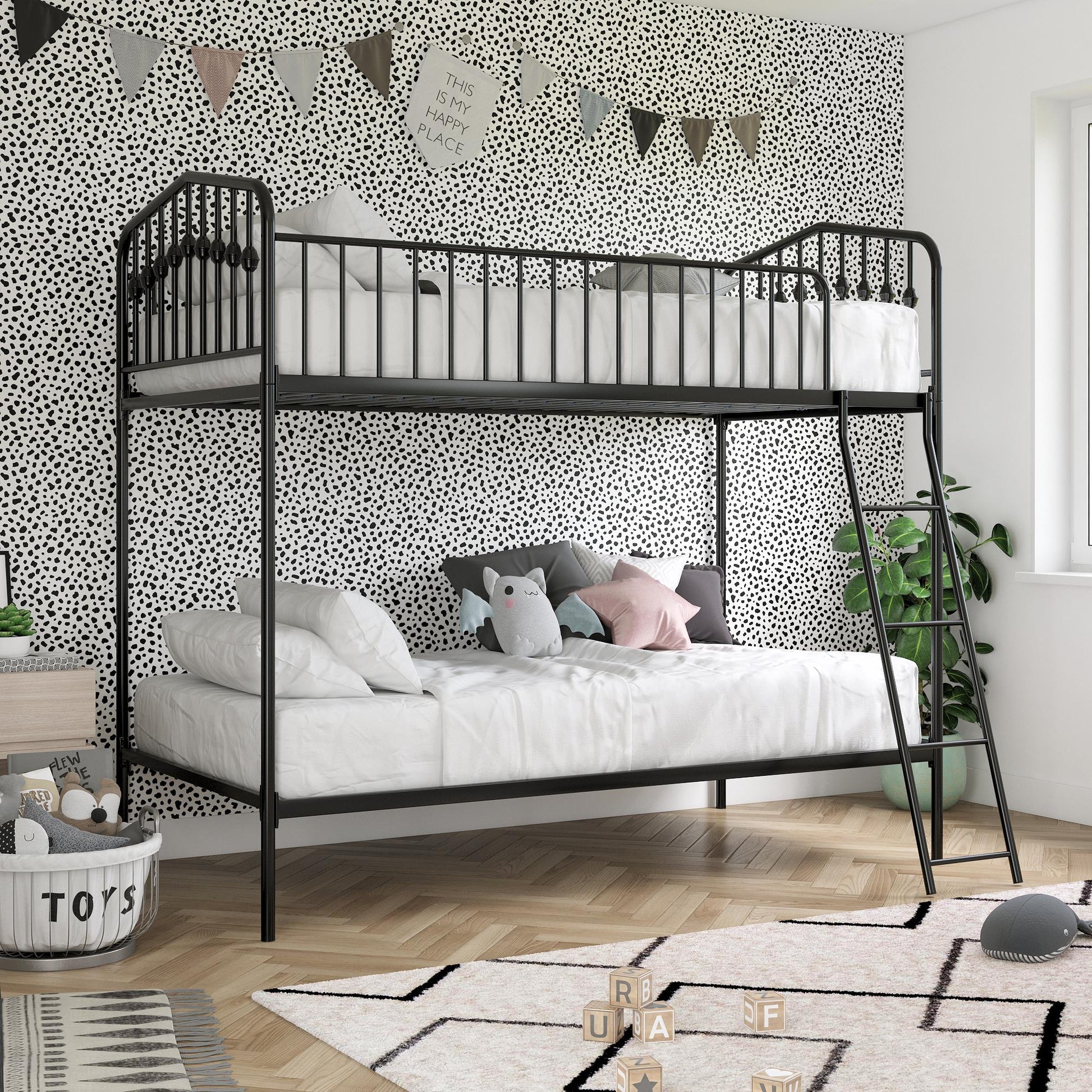 Bushwick Metal Bunk Bed - Black - Twin-Over-Twin