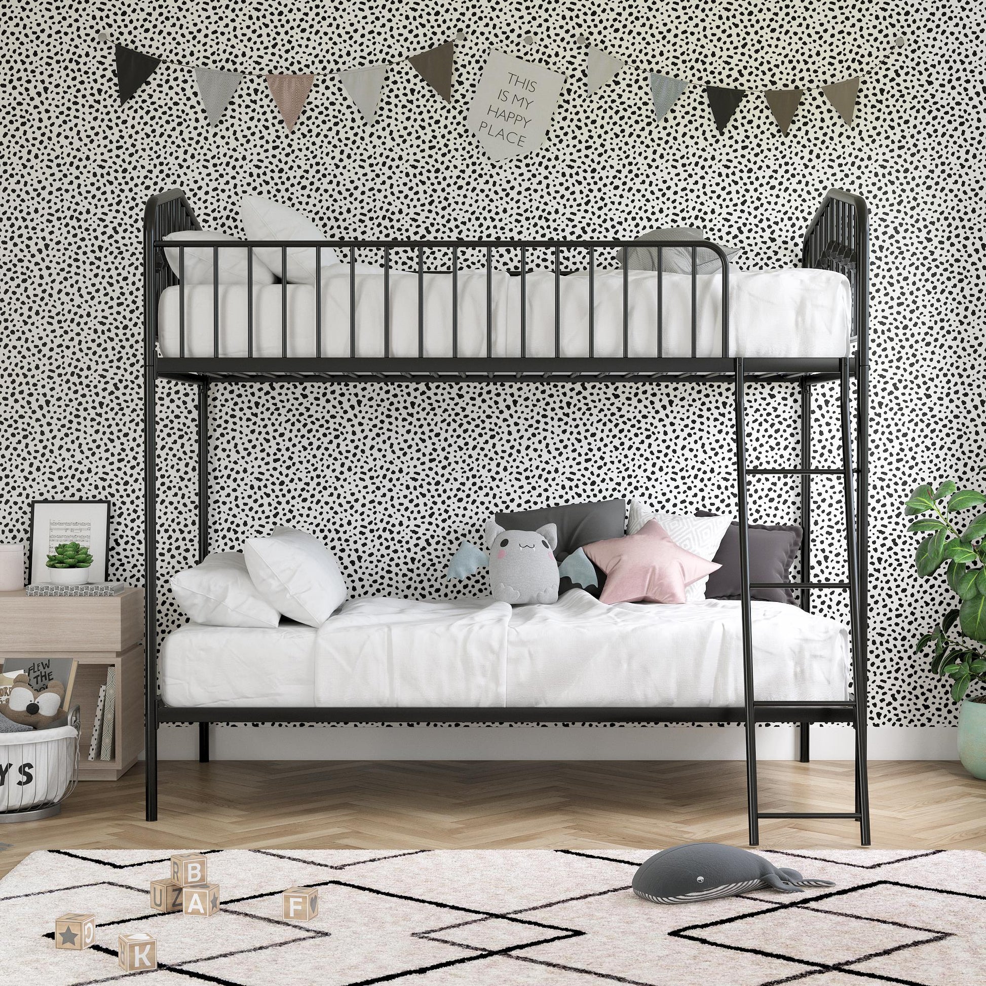 Bushwick Metal Bunk Bed - Black - Twin-Over-Twin