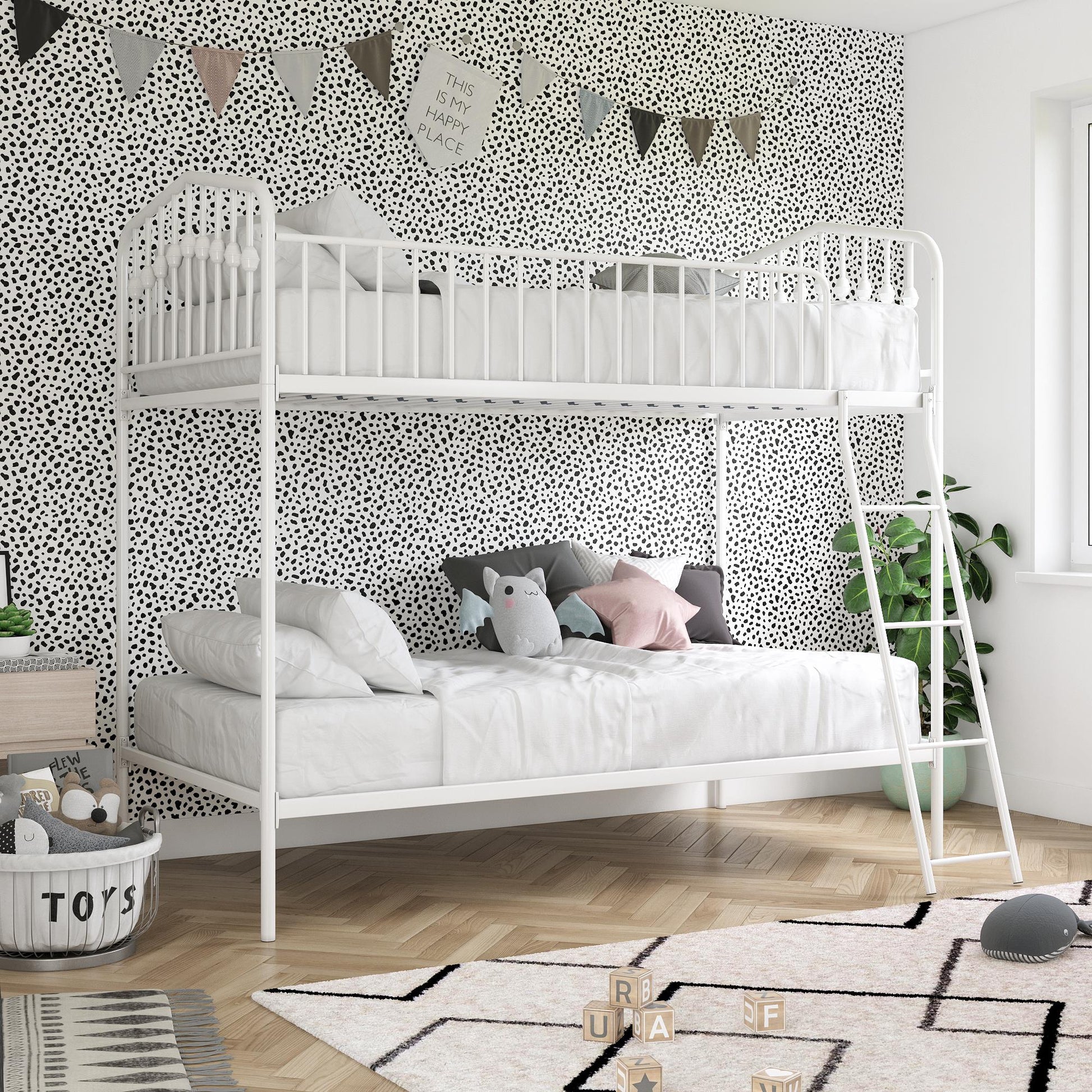 Bushwick Metal Bunk Bed - White - Twin-Over-Twin