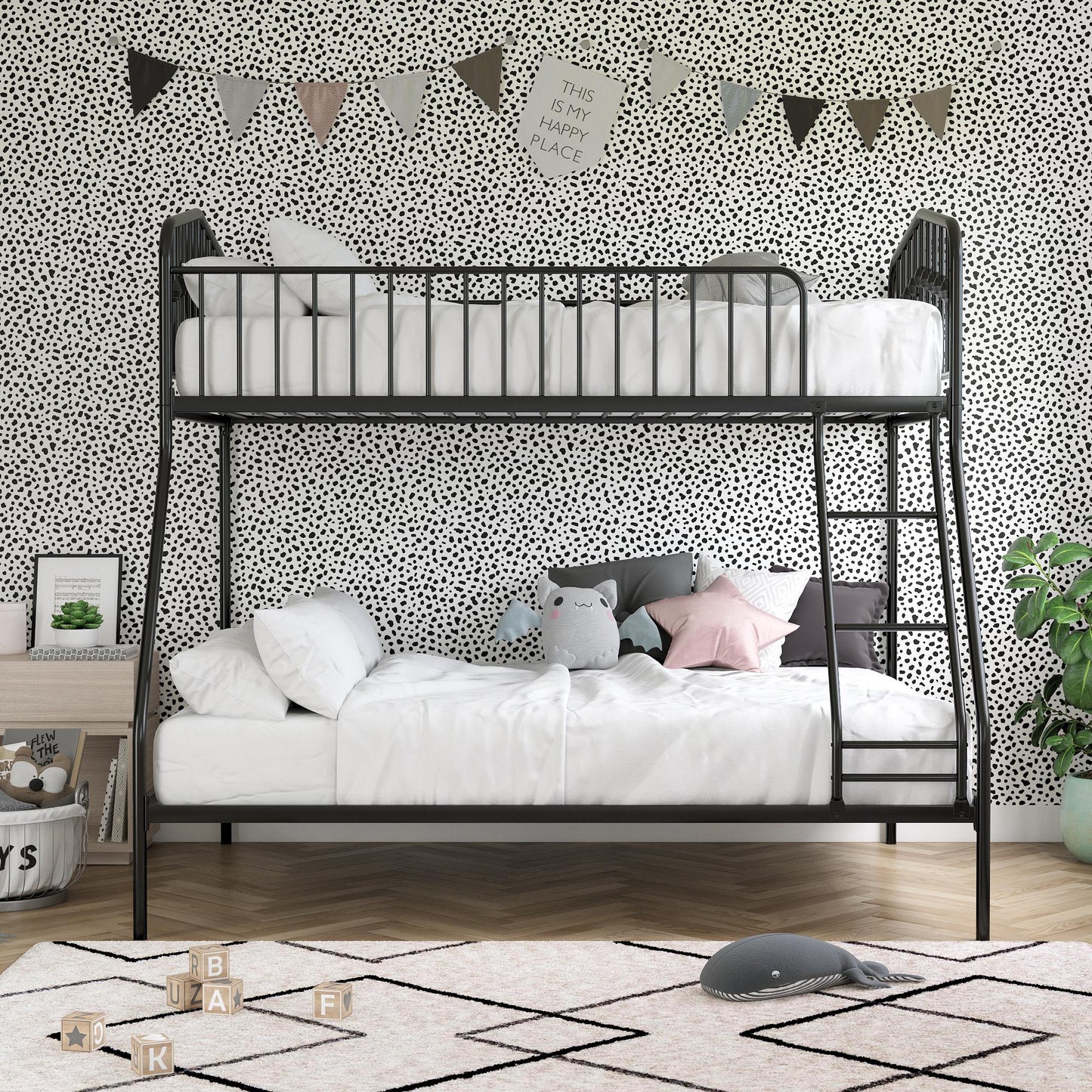 Bushwick Metal Bunk Bed - Black - Twin-Over-Full