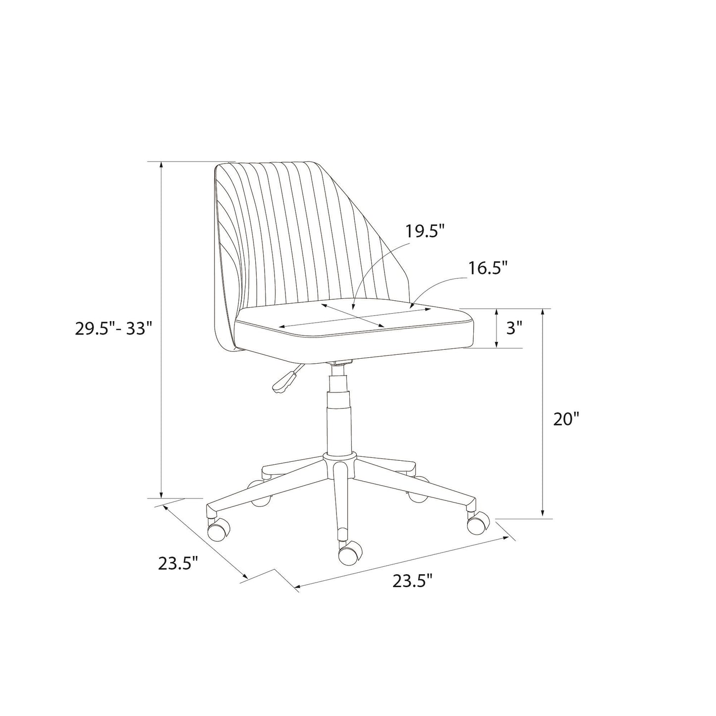 Brittany Office Chair with Casters - Gray