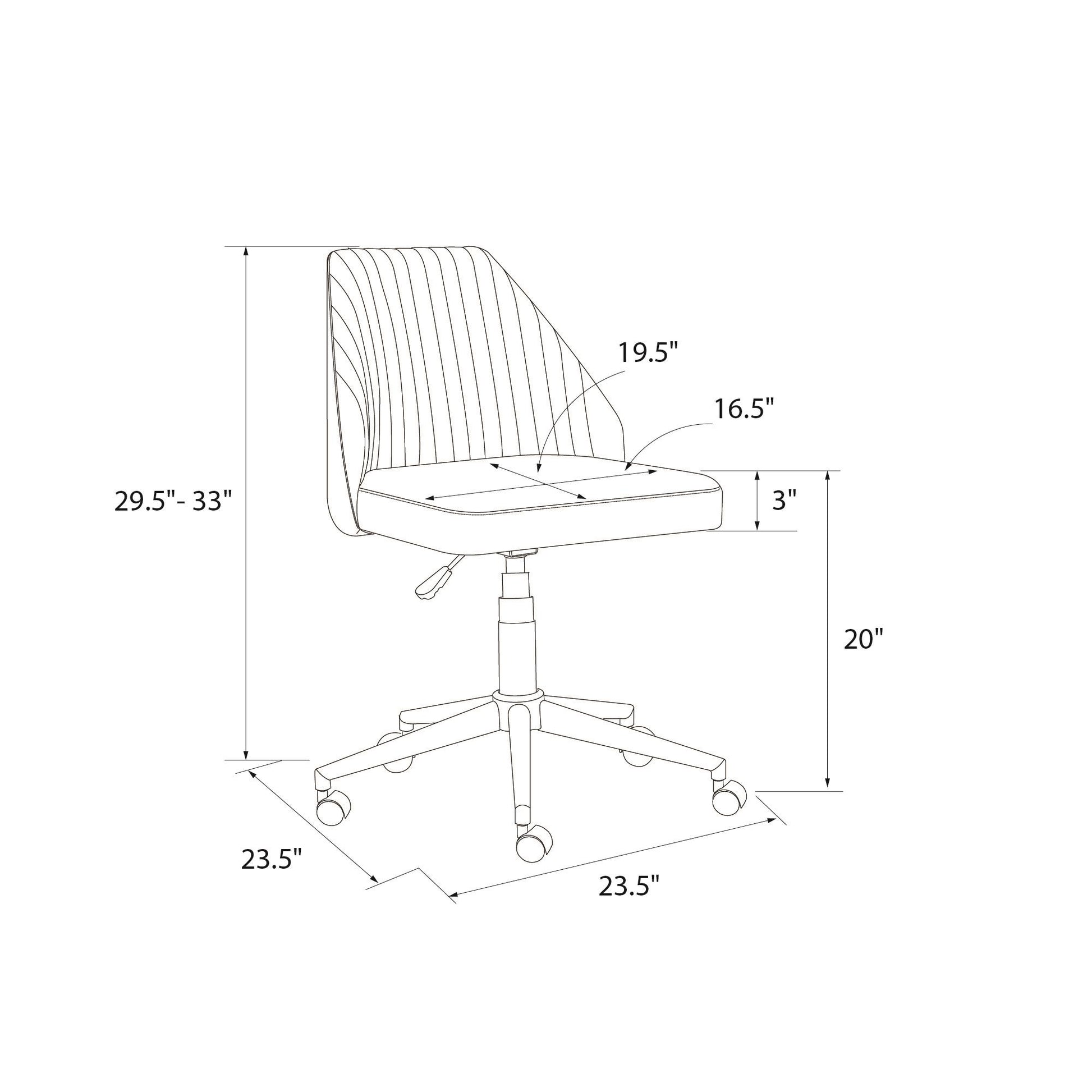 Brittany Office Chair with Casters - Gray