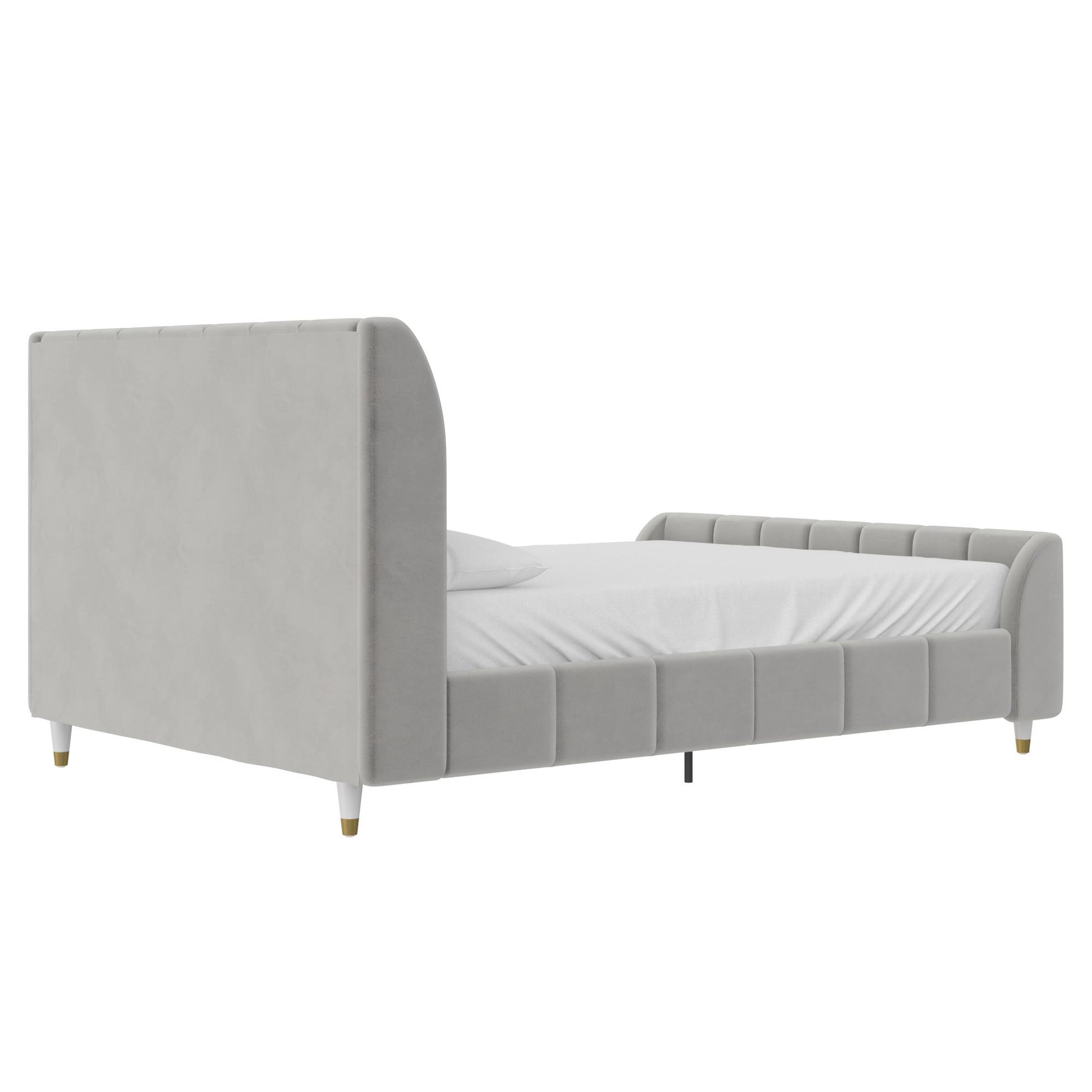 Valentina Upholstered Bed with Channel Tufting - Gray - Full
