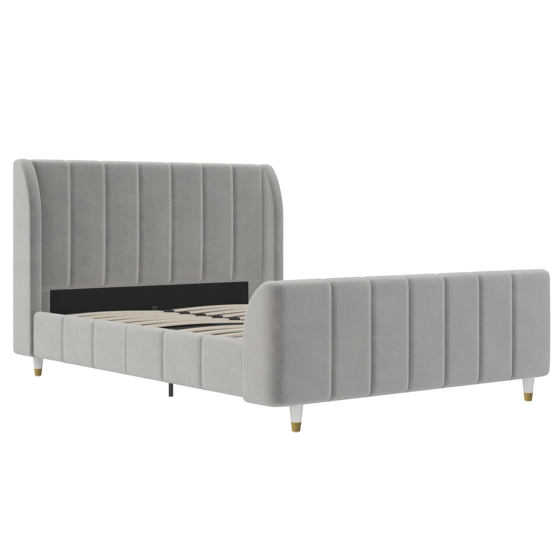 Valentina Upholstered Bed with Channel Tufting - Gray - Full