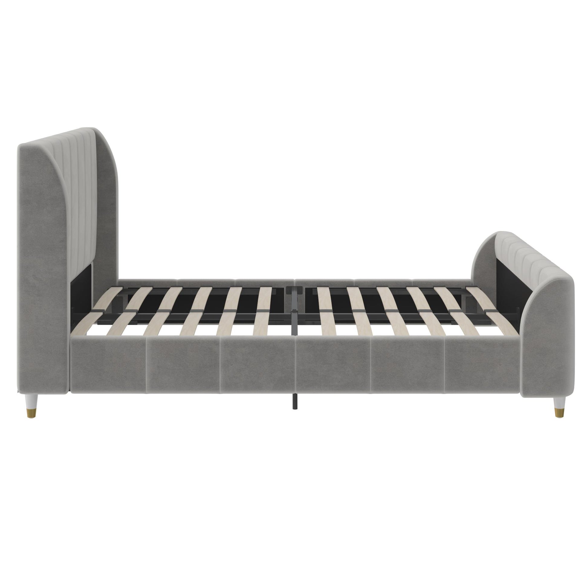 Valentina Upholstered Bed with Channel Tufting - Gray - Full