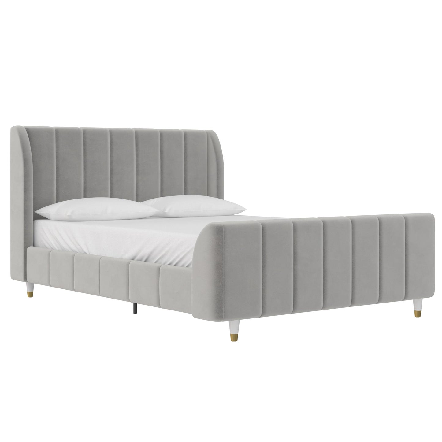 Valentina Upholstered Bed with Channel Tufting - Gray - Full