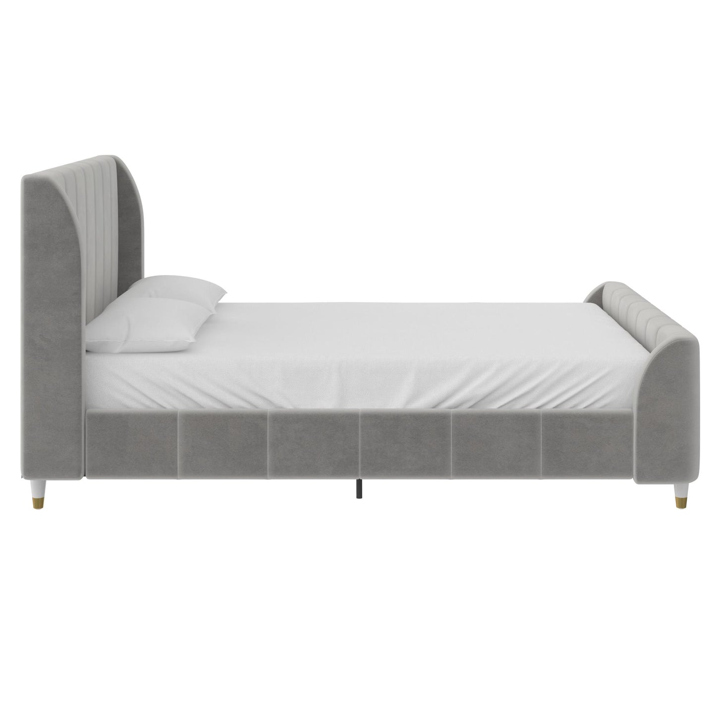 Valentina Upholstered Bed with Channel Tufting - Gray - Full