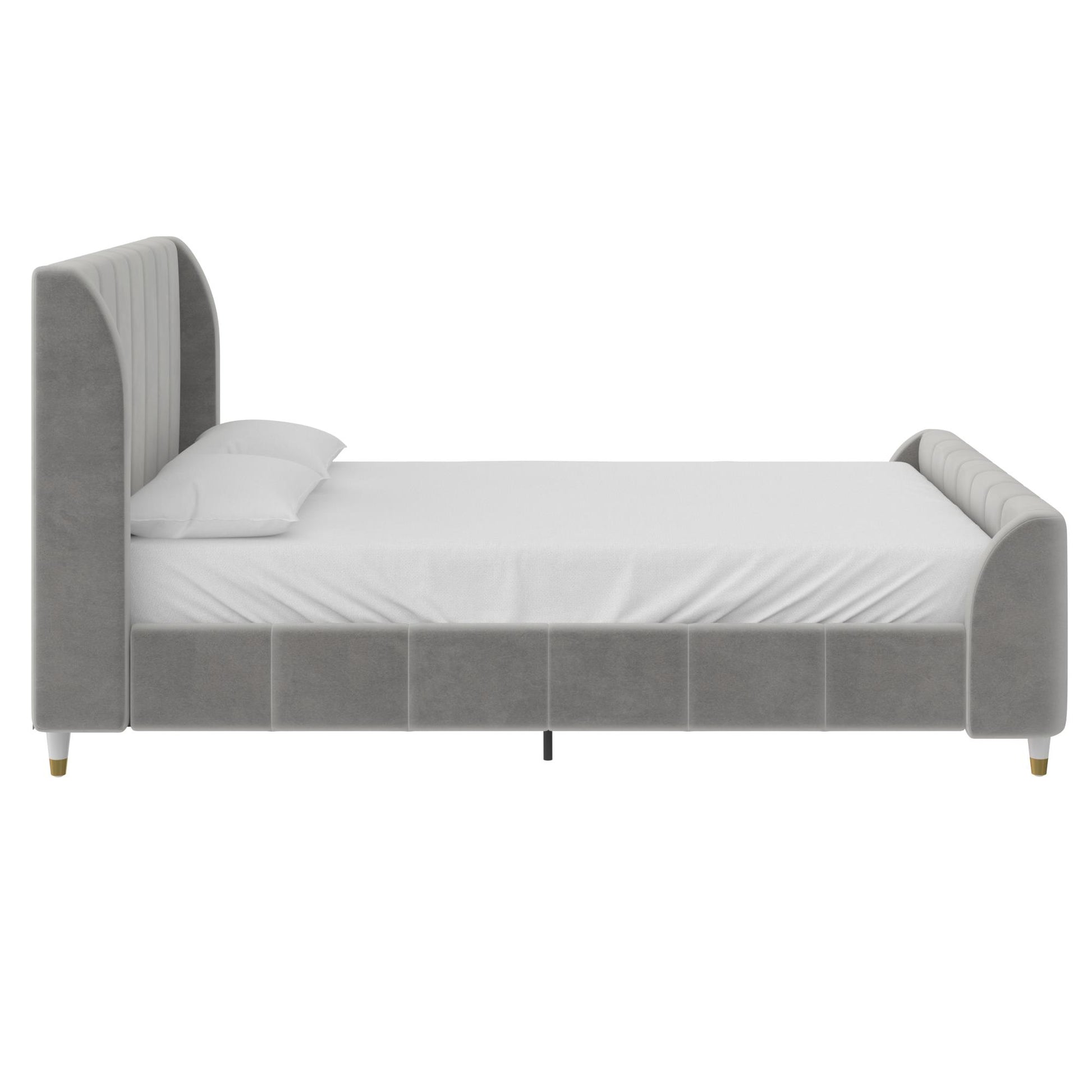 Valentina Upholstered Bed with Channel Tufting - Gray - Full