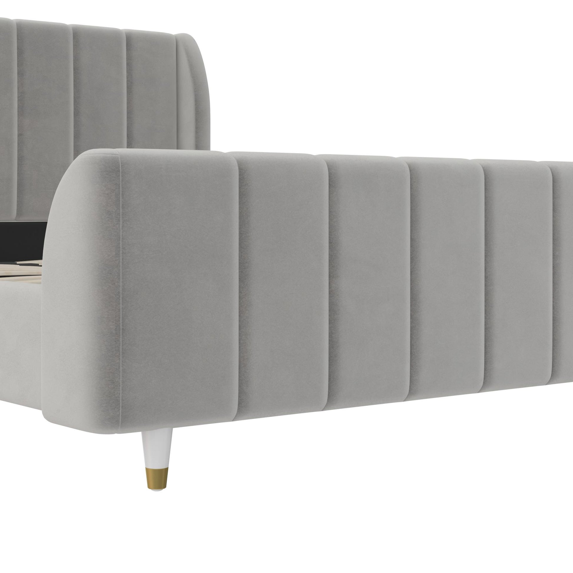 Valentina Upholstered Bed with Channel Tufting - Gray - Full