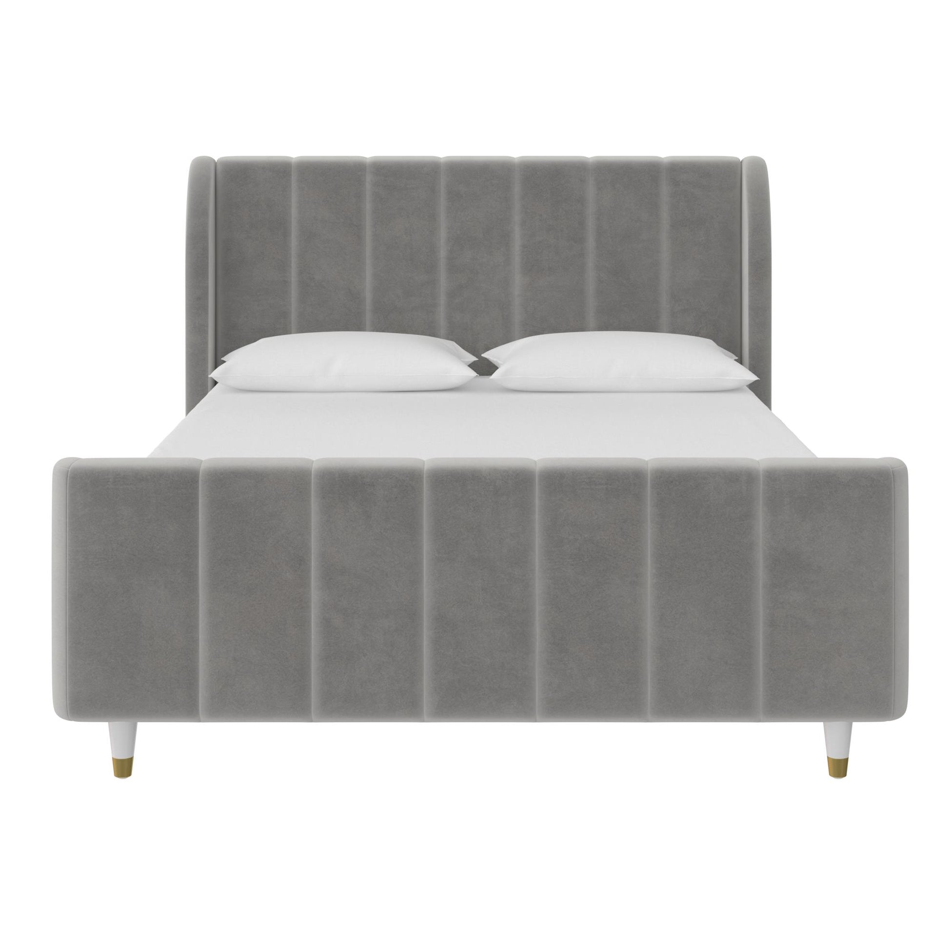 Valentina Upholstered Bed with Channel Tufting - Gray - Full