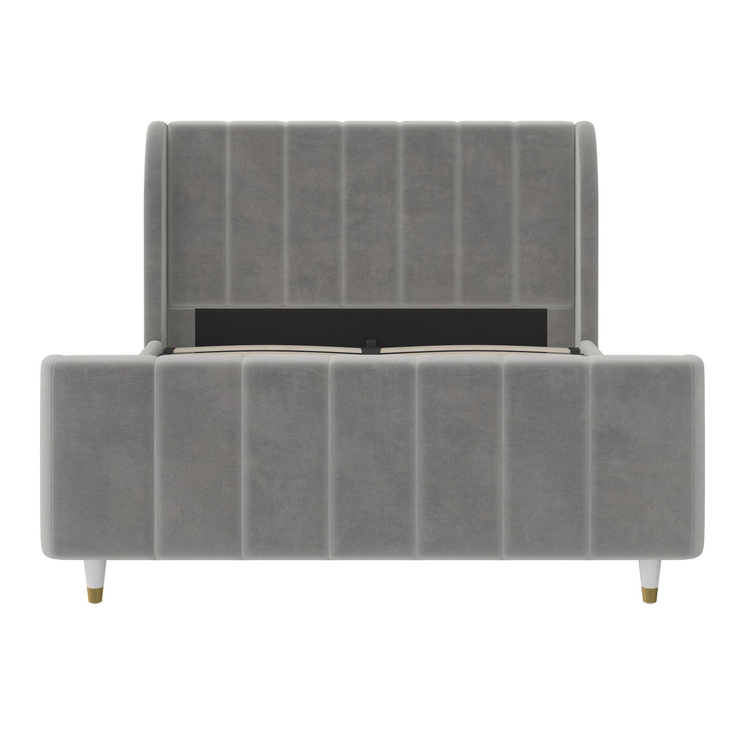 Valentina Upholstered Bed with Channel Tufting - Gray - Full