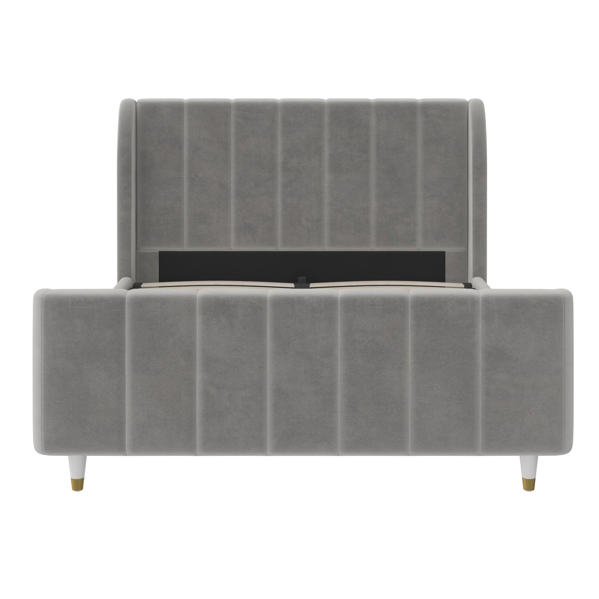 Valentina Upholstered Bed with Channel Tufting - Gray - Full