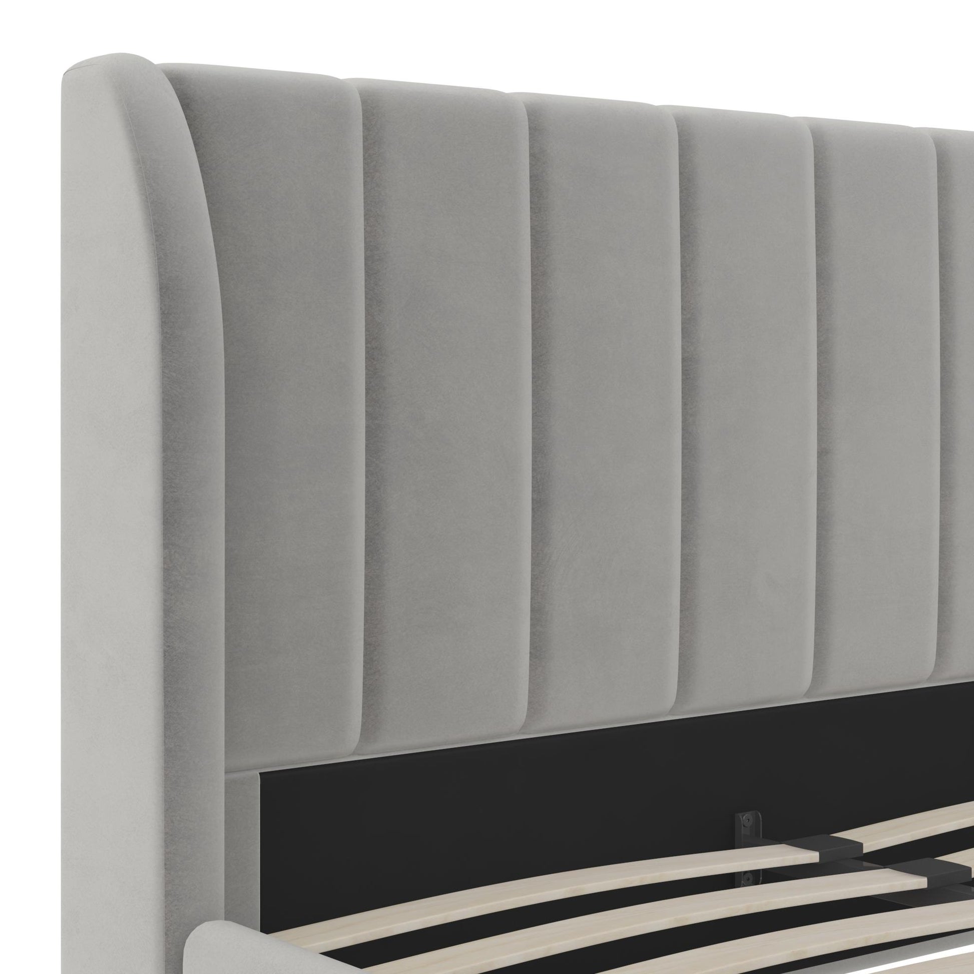Valentina Upholstered Bed with Channel Tufting - Gray - Full