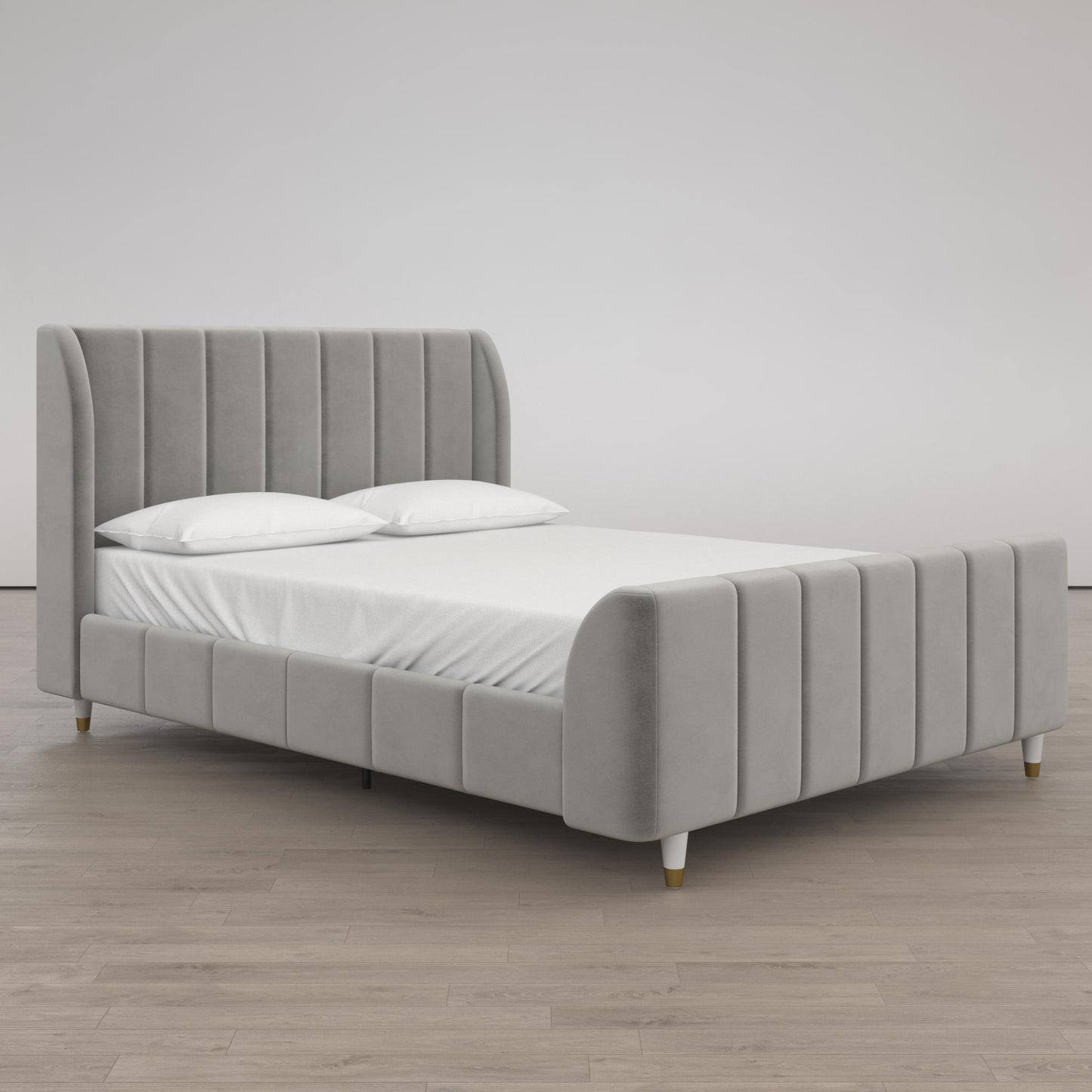 Valentina Upholstered Bed with Channel Tufting - Gray - Full