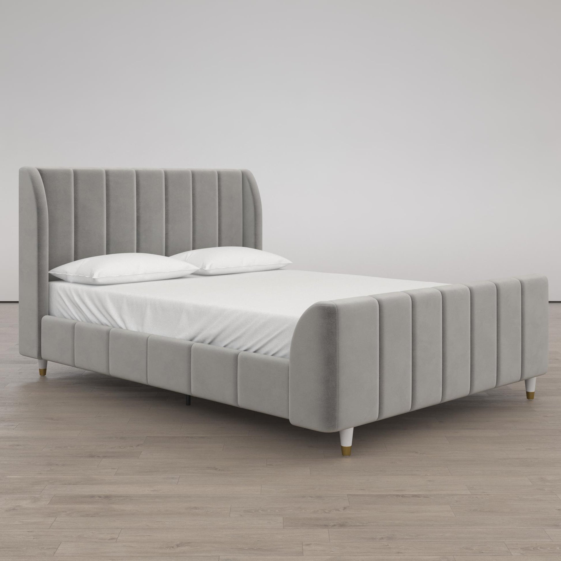 Valentina Upholstered Bed with Channel Tufting - Gray - Full