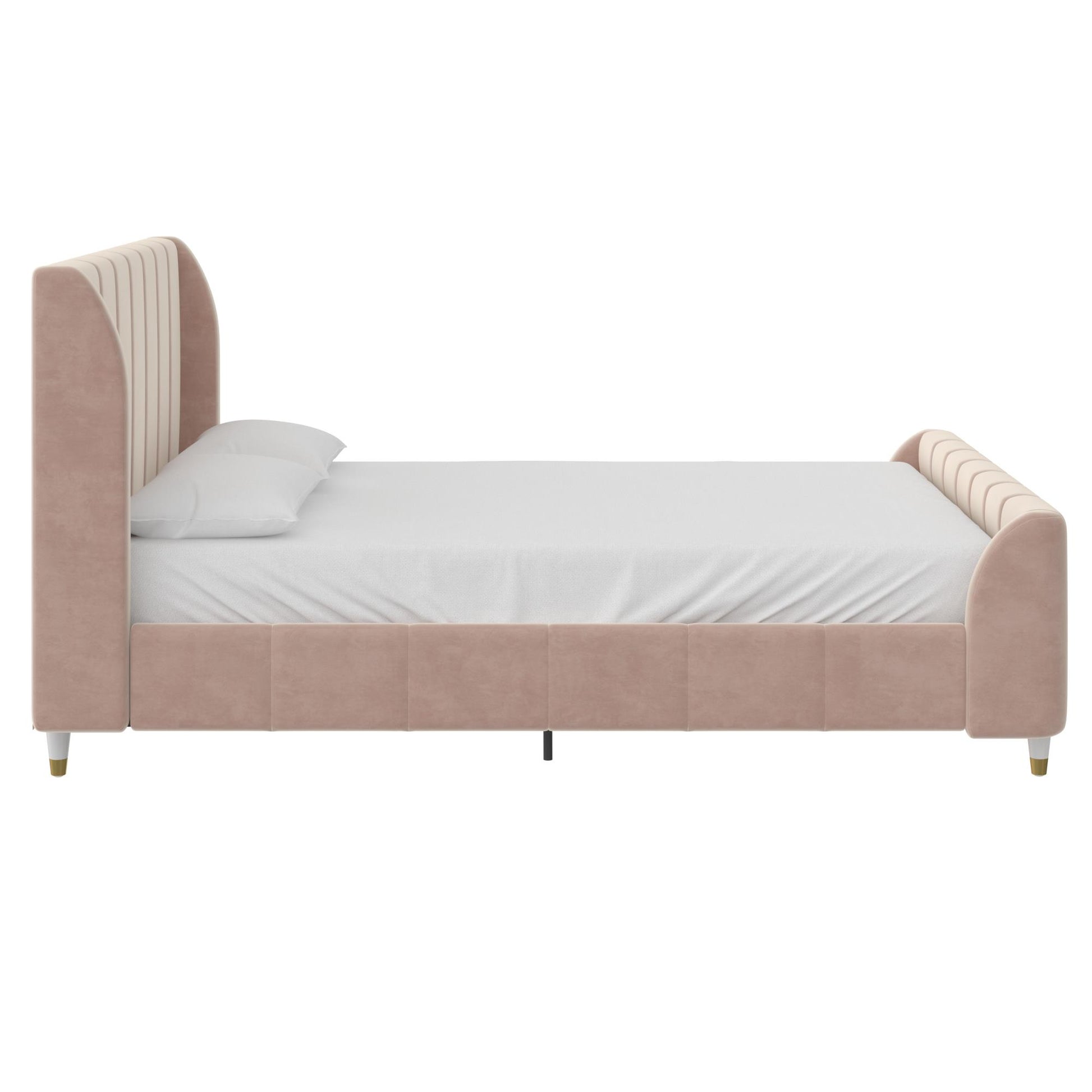 Valentina Upholstered Bed with Channel Tufting - Pink - Full