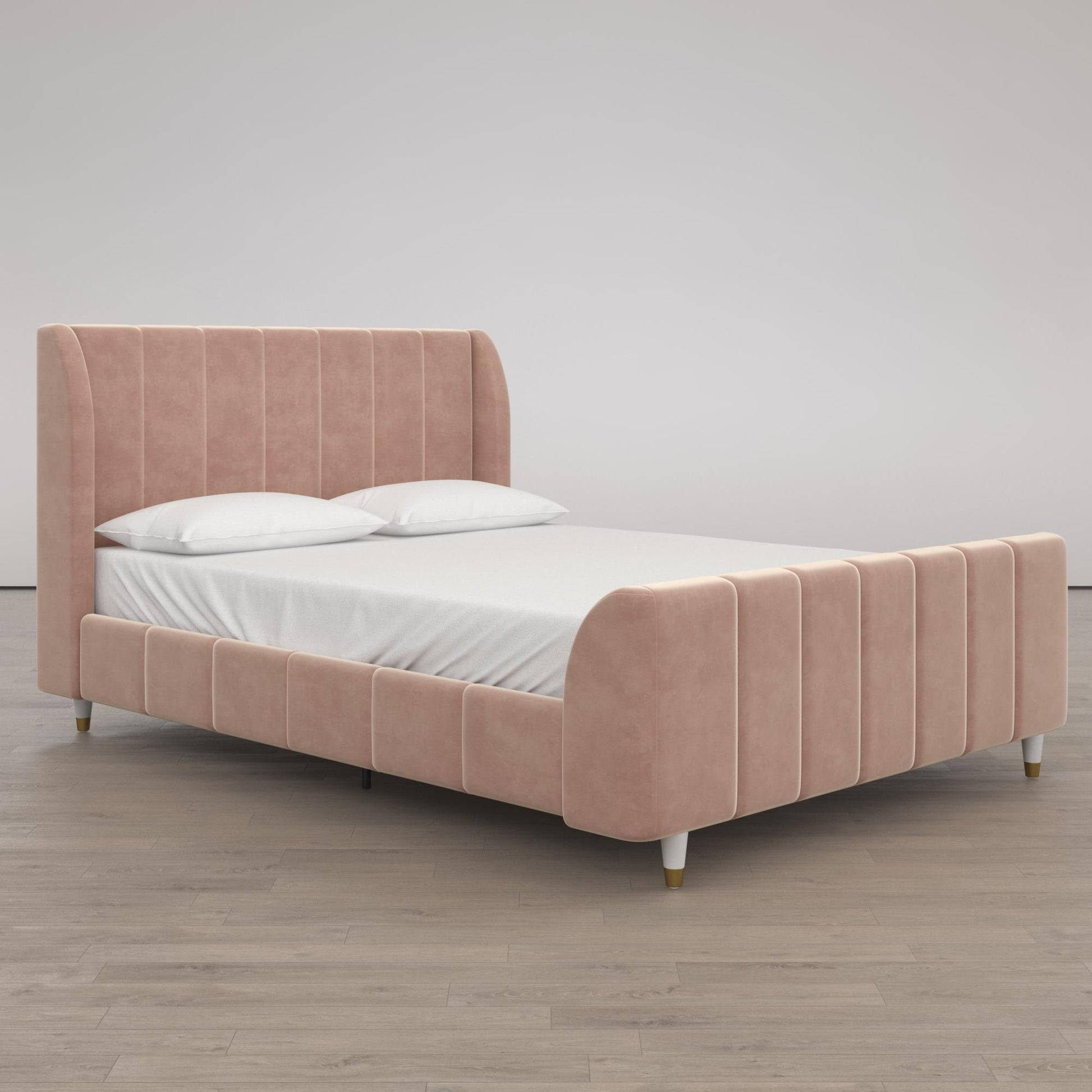 Valentina Upholstered Bed with Channel Tufting - Pink - Full