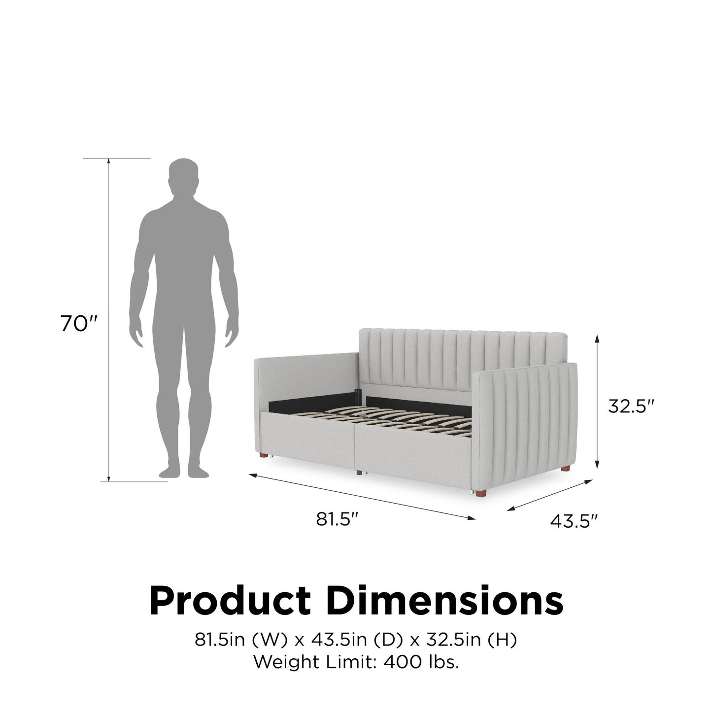 Brittany Daybed with Storage Drawers - Gray - Twin