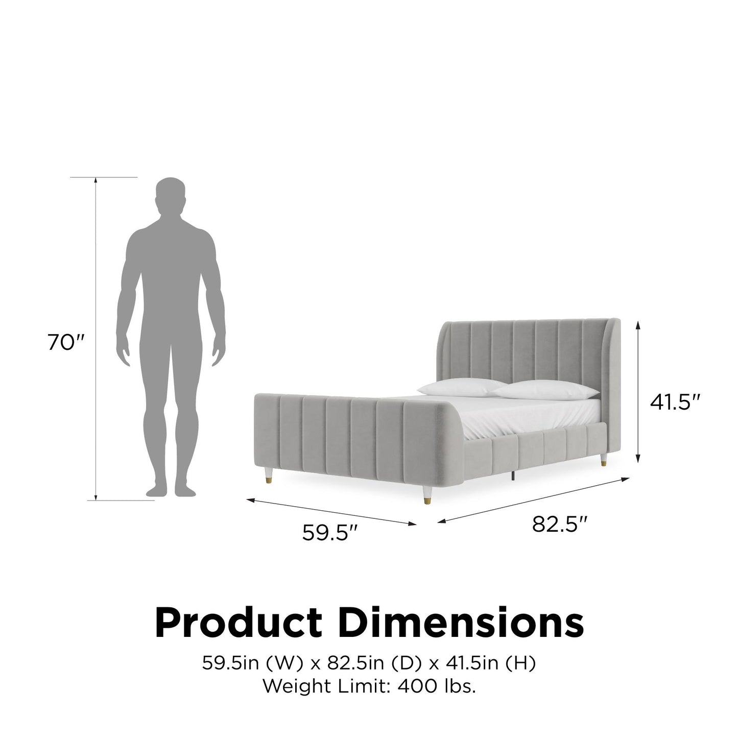 Valentina Upholstered Bed with Channel Tufting - Gray - Full