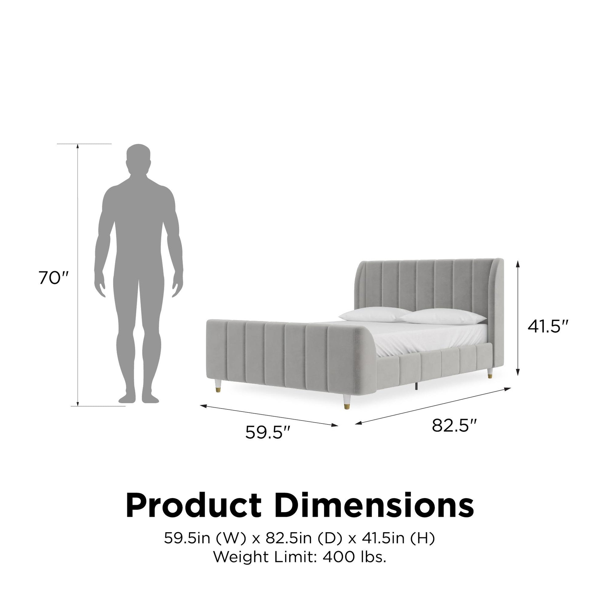 Valentina Upholstered Bed with Channel Tufting - Gray - Full