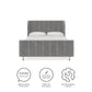 Valentina Upholstered Bed with Channel Tufting - Gray - Full