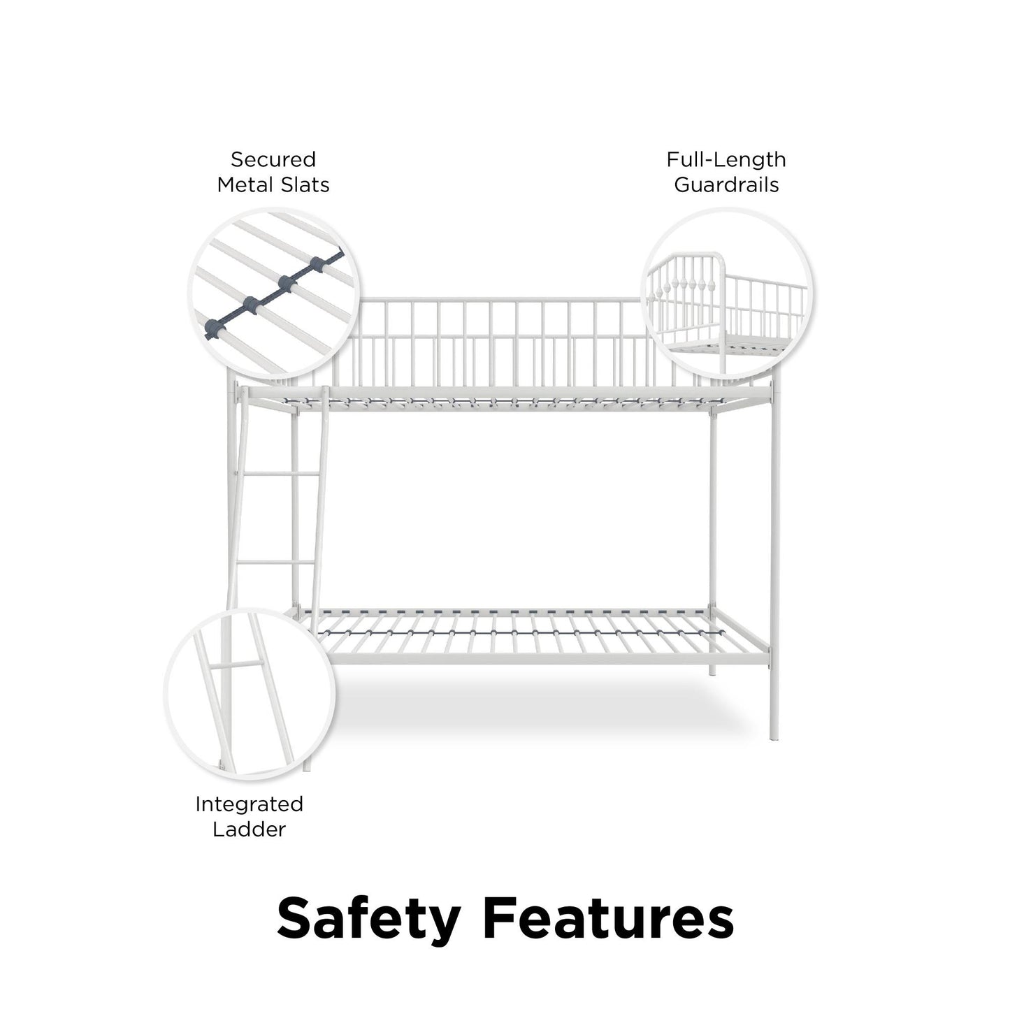 Bushwick Metal Bunk Bed - White - Twin-Over-Twin