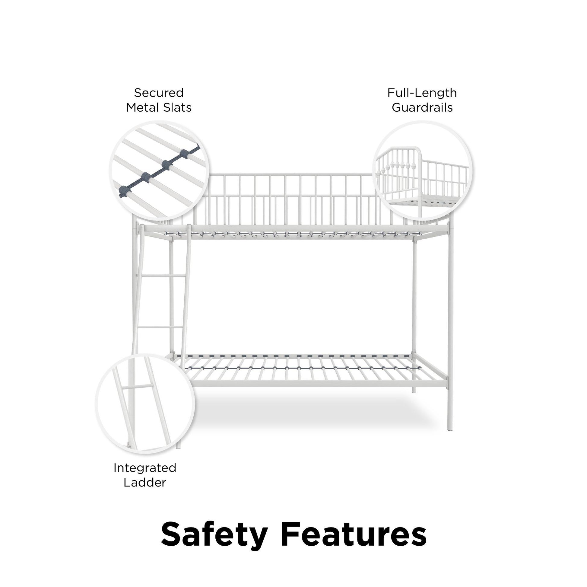 Bushwick Metal Bunk Bed - White - Twin-Over-Twin