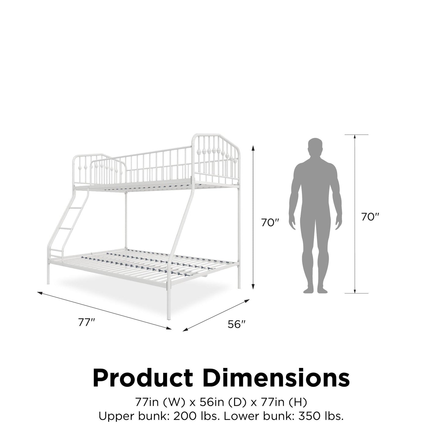 Bushwick Metal Bunk Bed - White - Twin-Over-Full