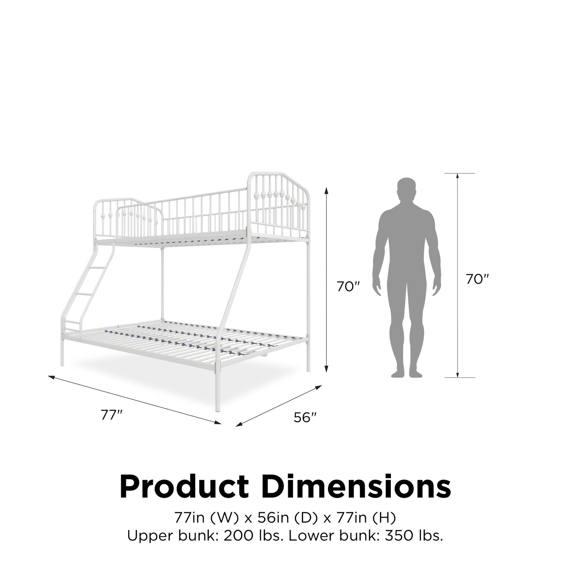Bushwick Metal Bunk Bed - White - Twin-Over-Full