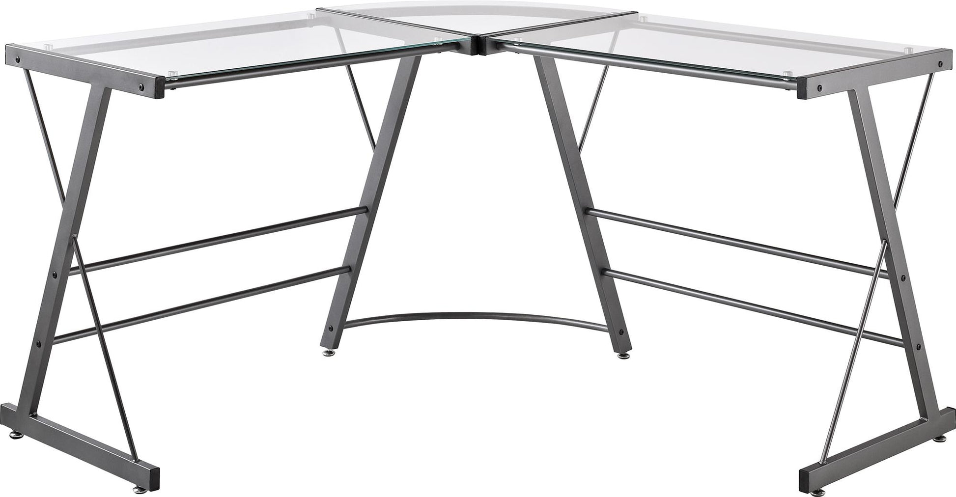 Latour Glass L-Shaped Computer Desk - Gray