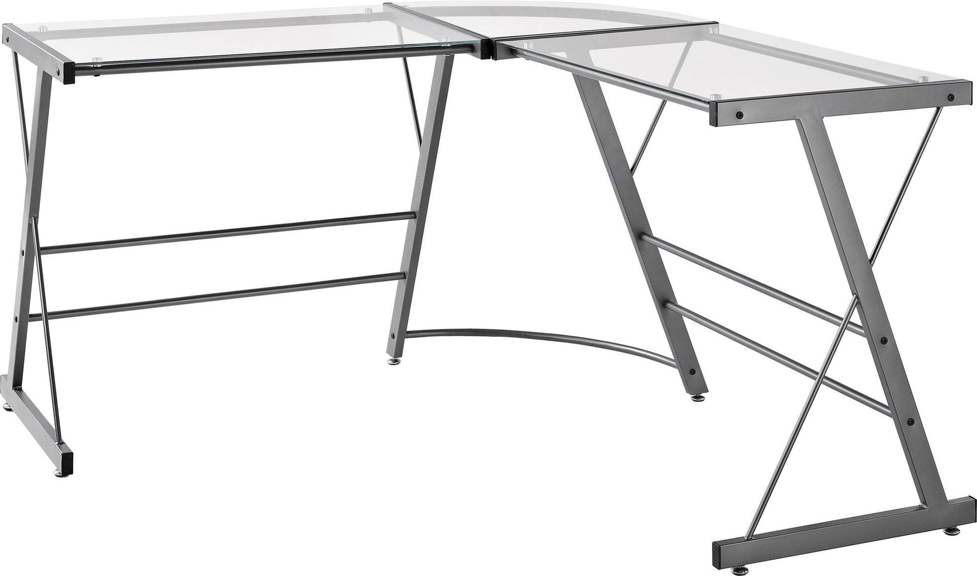 Latour Glass L-Shaped Computer Desk - Gray