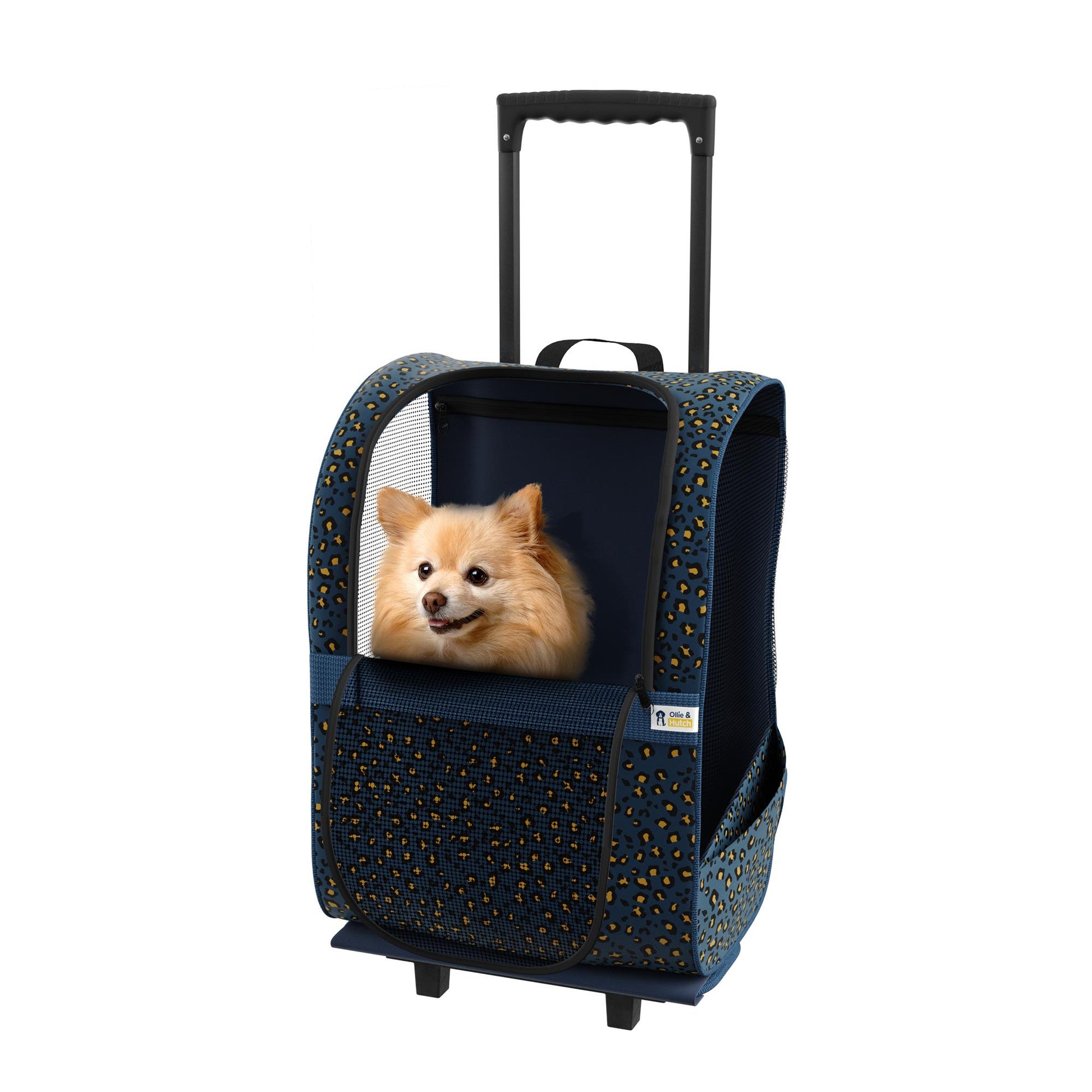 Kaya Pet Carrier Trolley with Pull Up Handle - Blue Cheetah