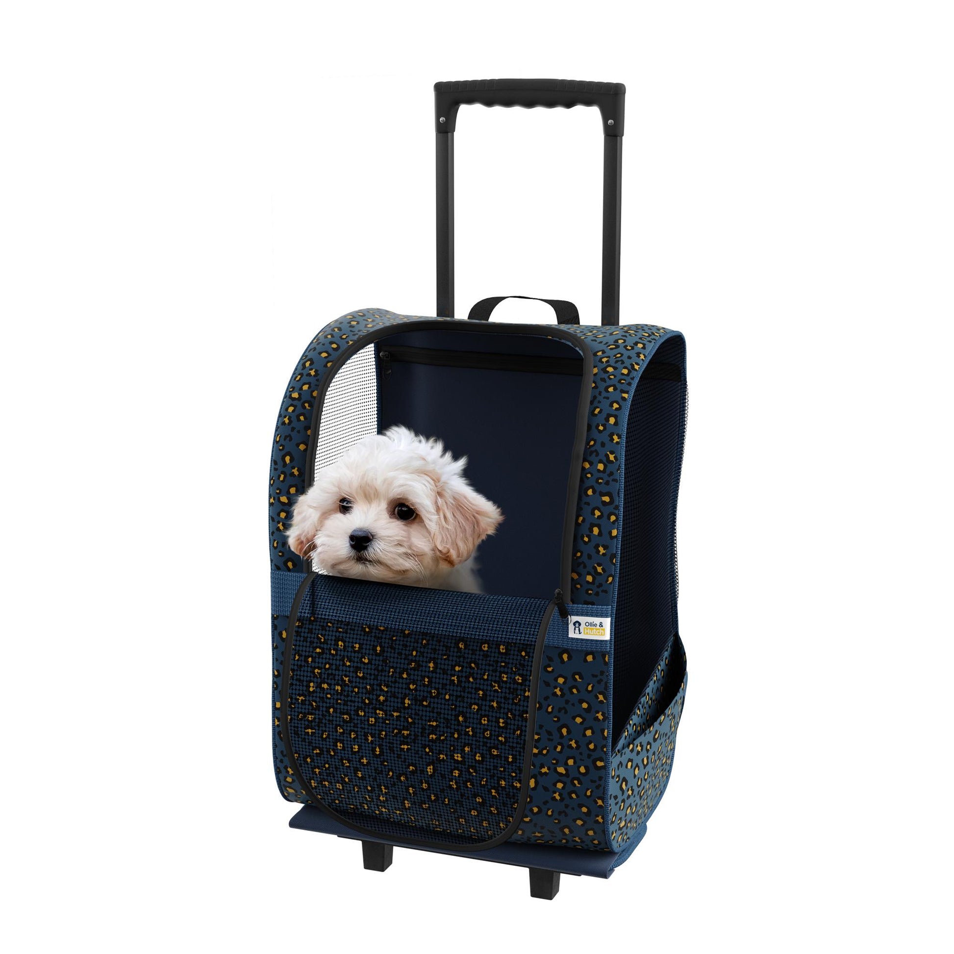 Kaya Pet Carrier Trolley with Pull Up Handle - Blue Cheetah