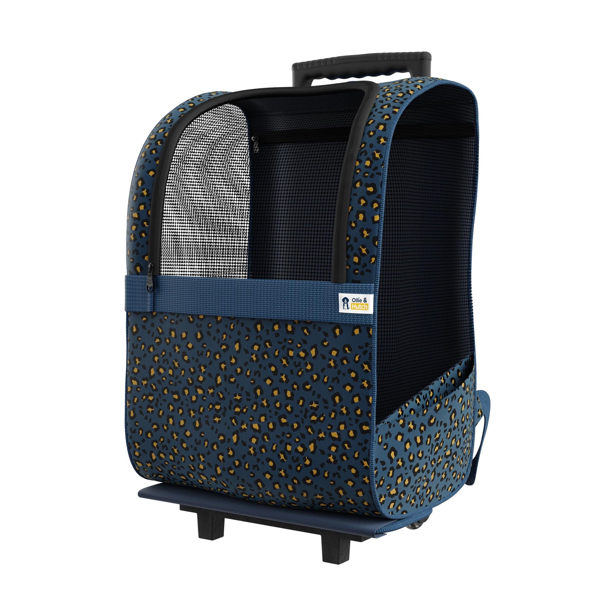 Kaya Pet Carrier Trolley with Pull Up Handle - Blue Cheetah