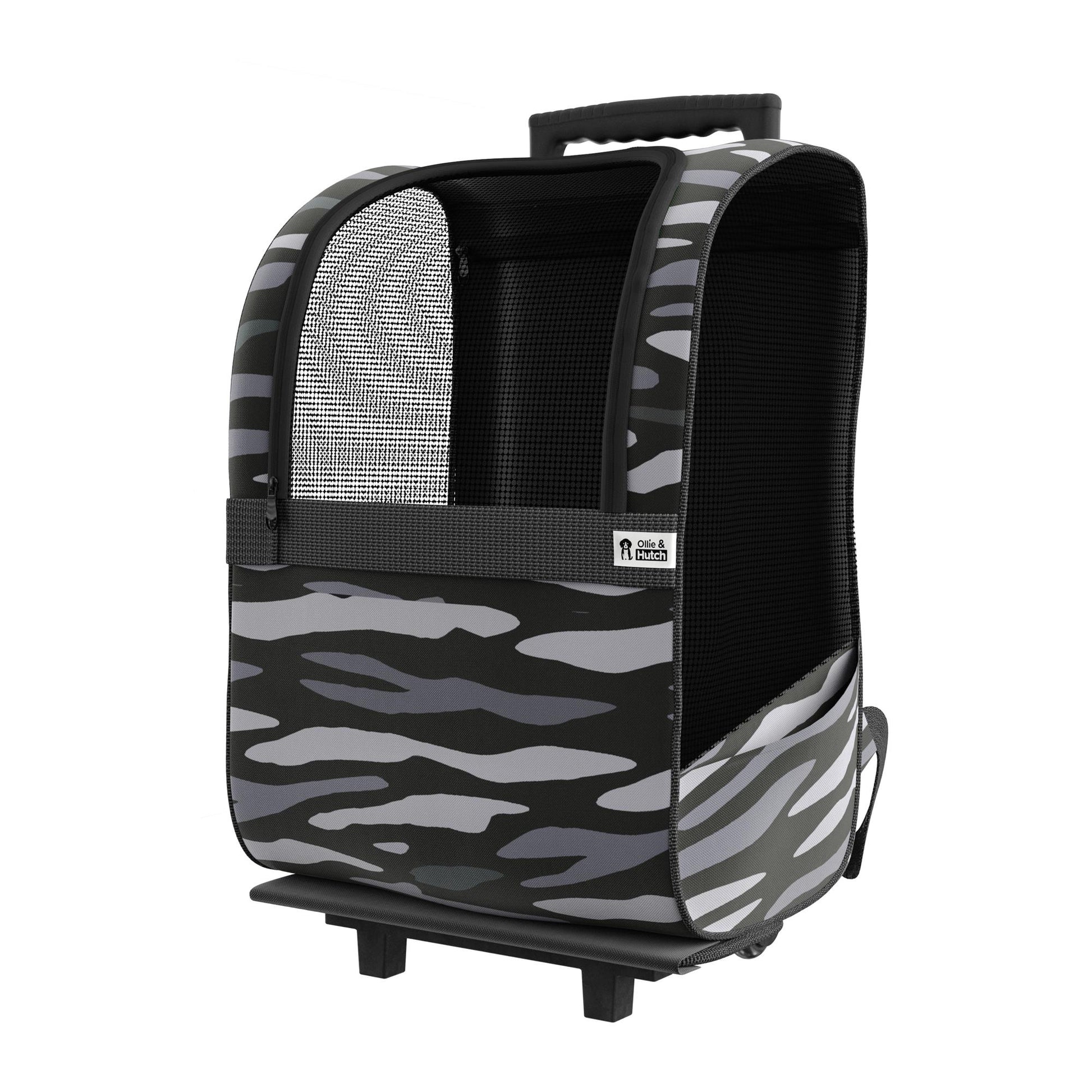 Kaya Pet Carrier Trolley with Pull Up Handle - Black Camouflage