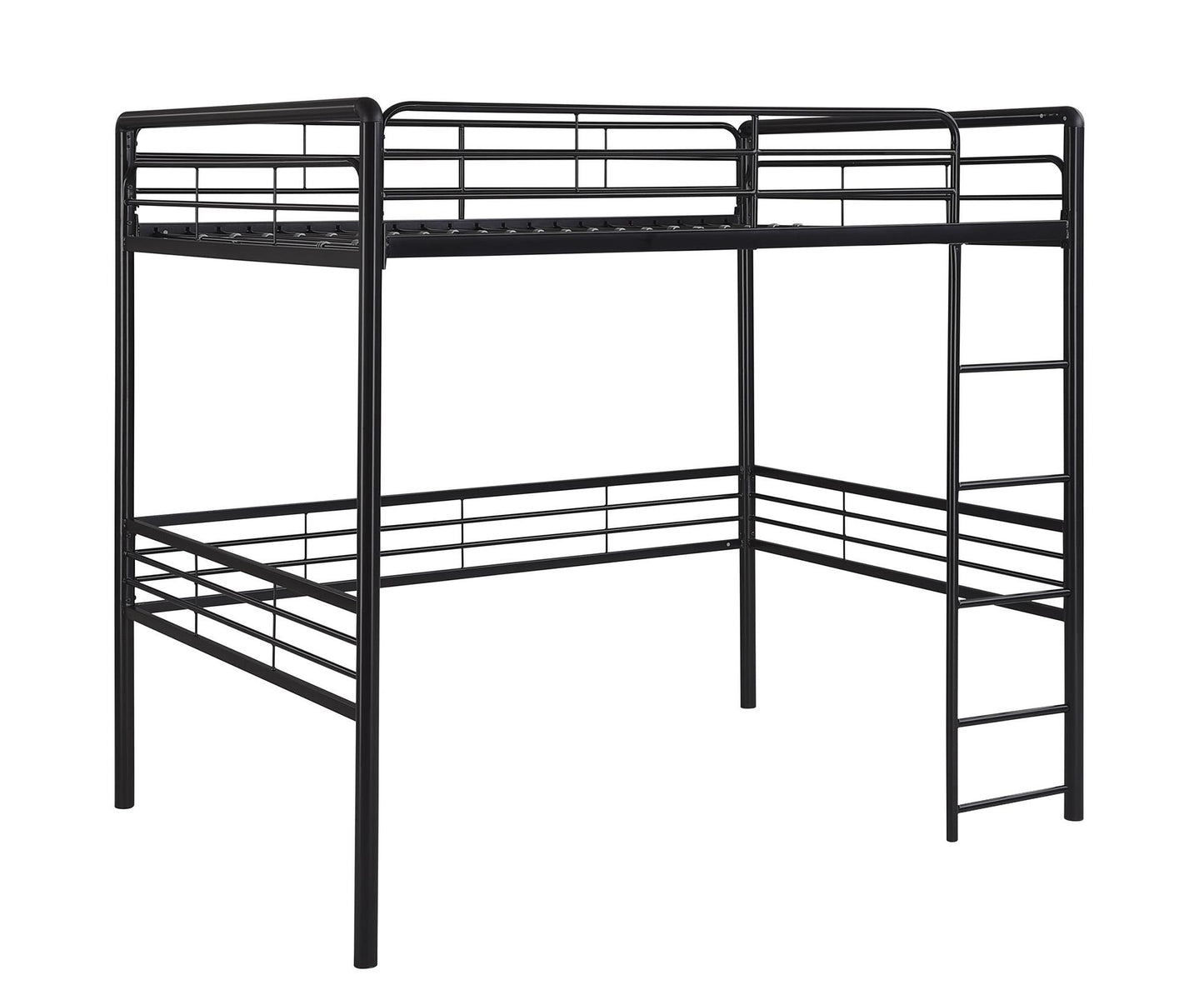 Tommy Full Metal Loft Bed with 59 Inches of Under Bed Storage - Black - Full