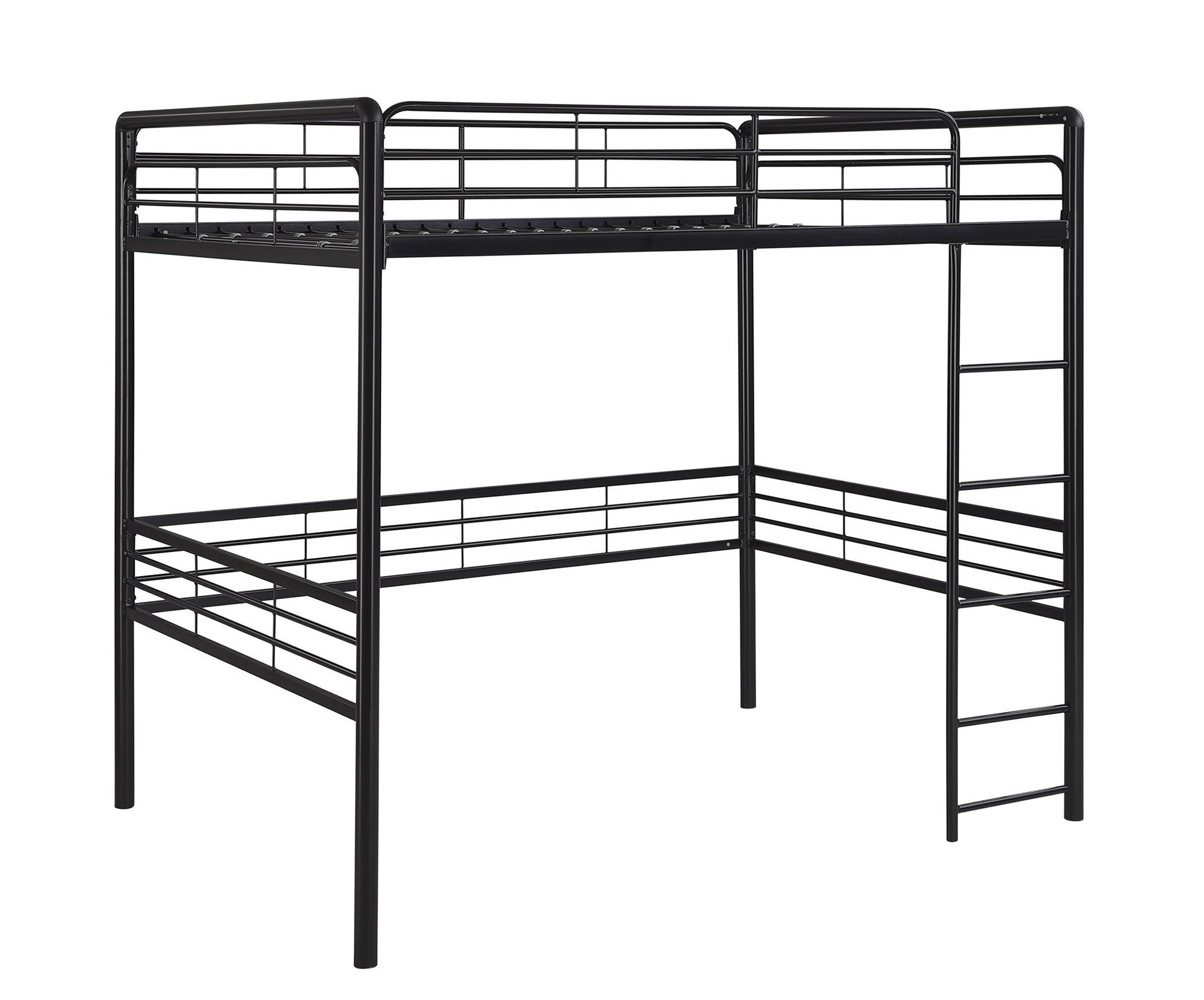 Tommy Full Metal Loft Bed with 59 Inches of Under Bed Storage - Black - Full